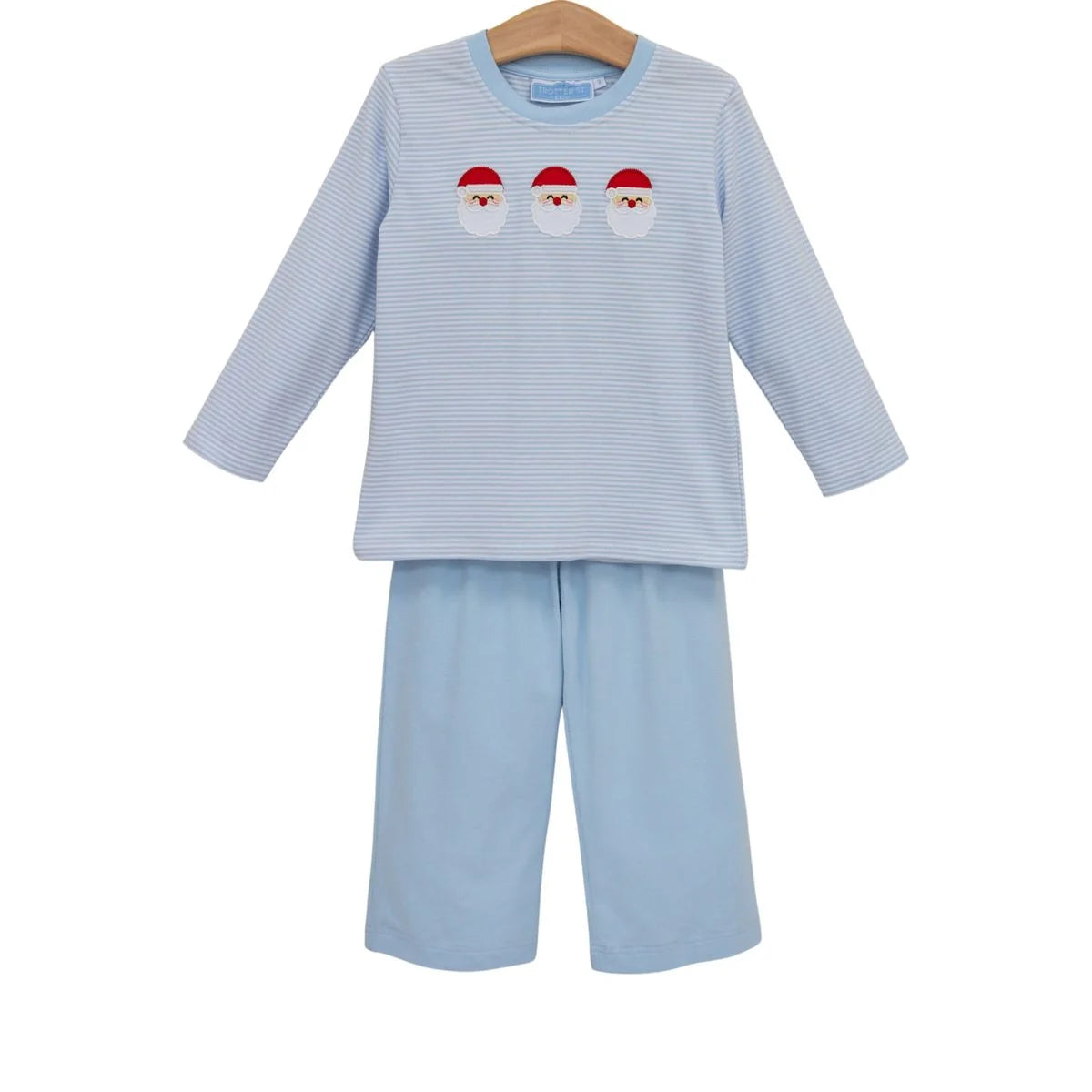Santa Trio Blue Knit Long Sleeve/Pant Set