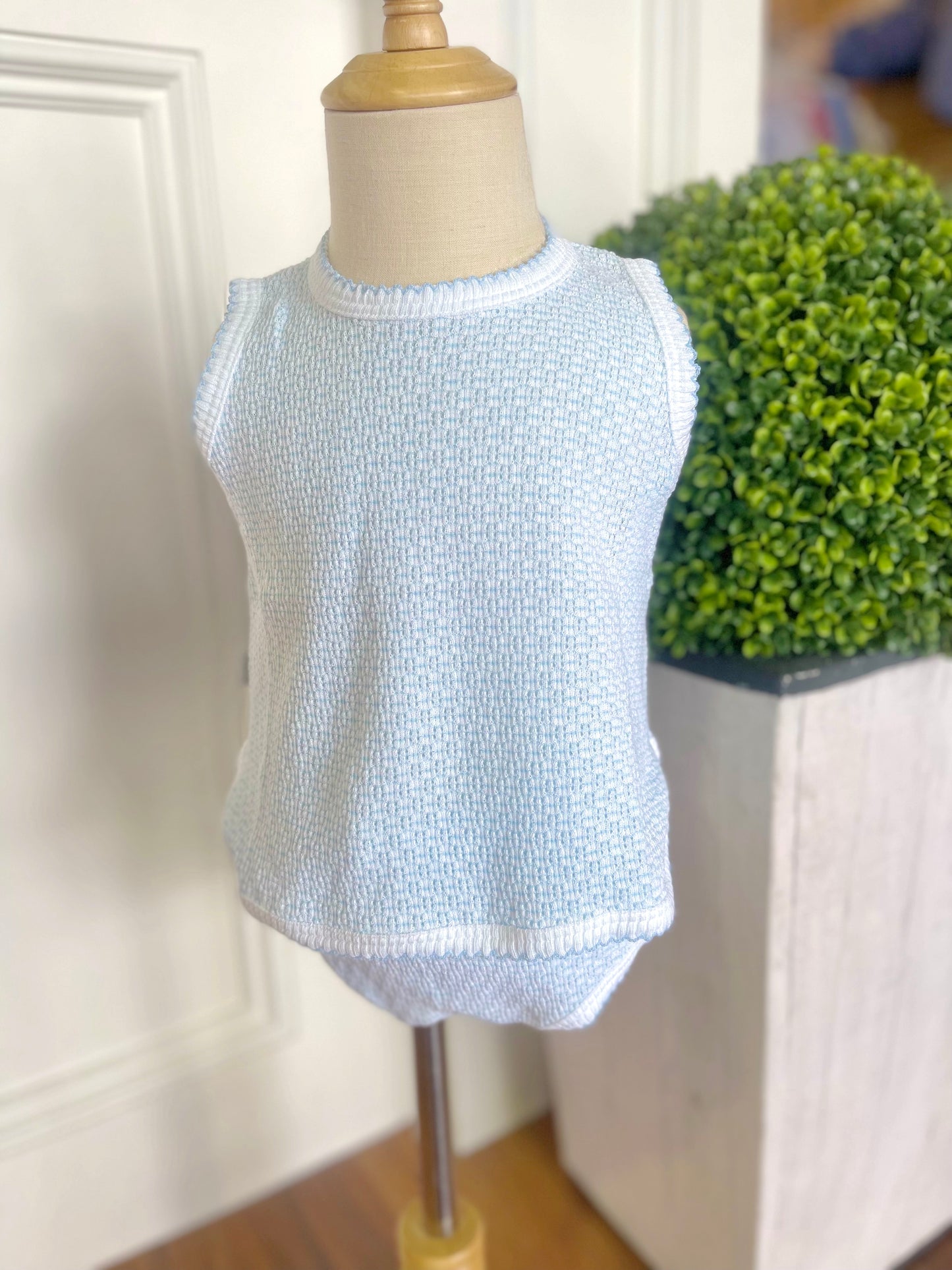 Paty Diaper Set-Blue Stripe/Blue Trim