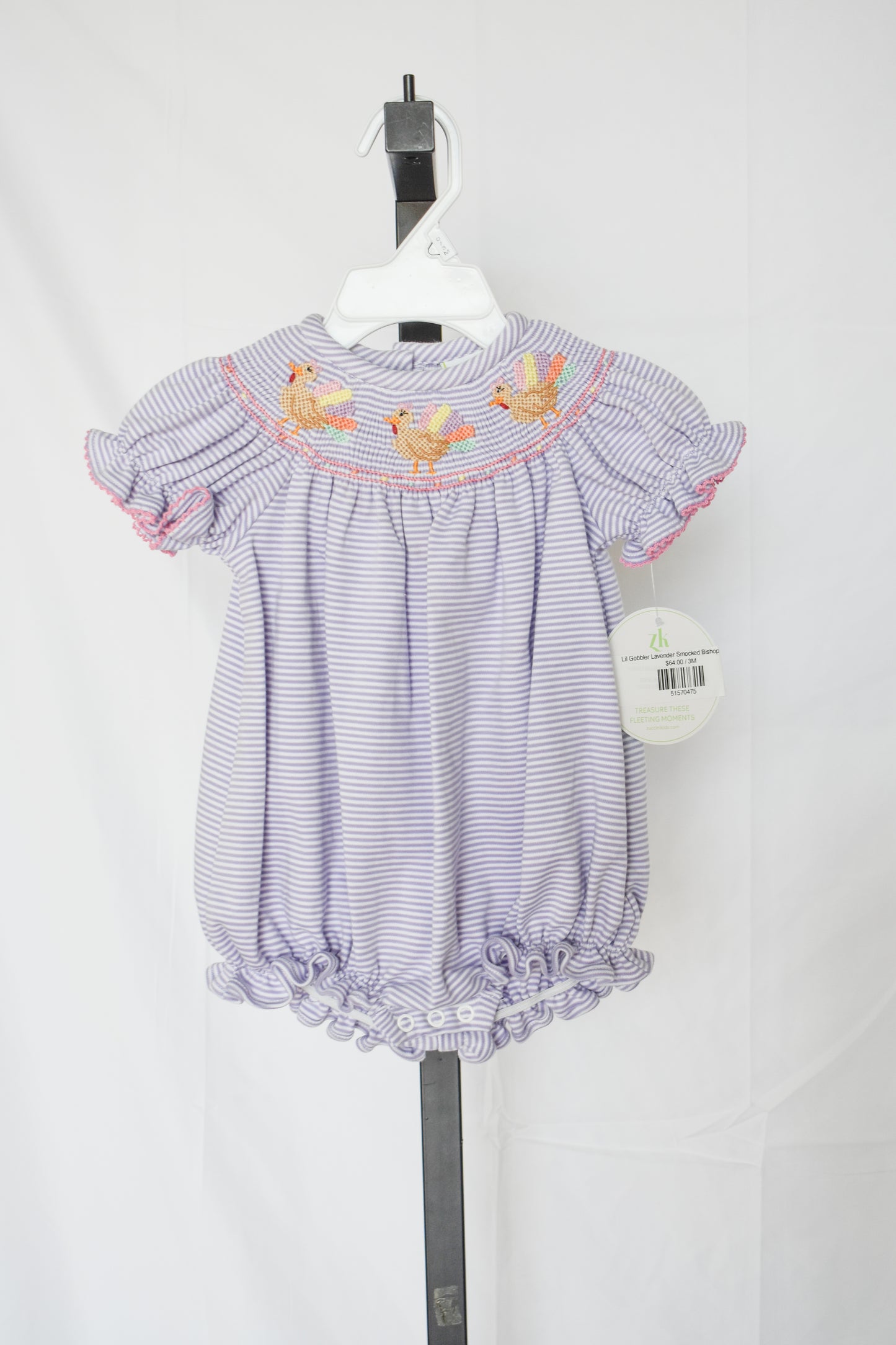Lil Gobbler Lavender Smocked Bishop Bubble