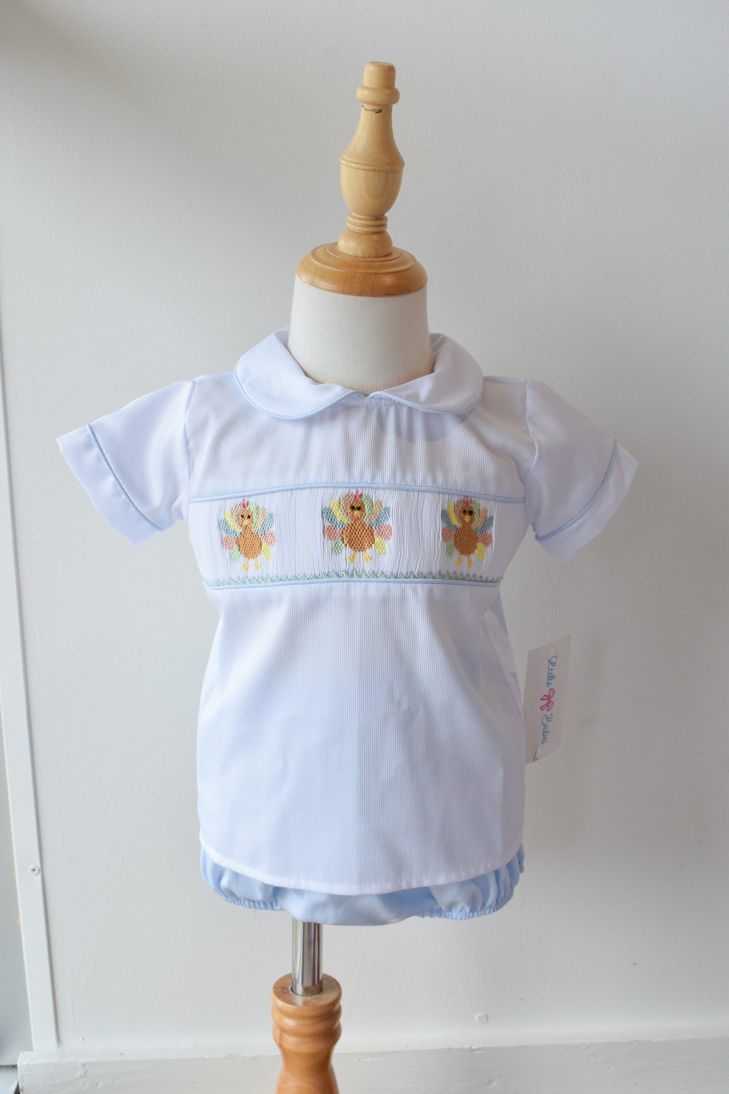 Champ’s Colorful Turkeys Smocked Diaper Set