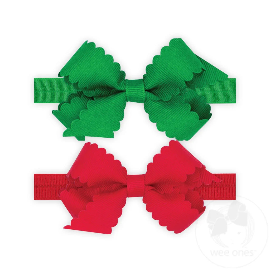 Wee Holiday-2 Pack Mini Scallop Bow on Band