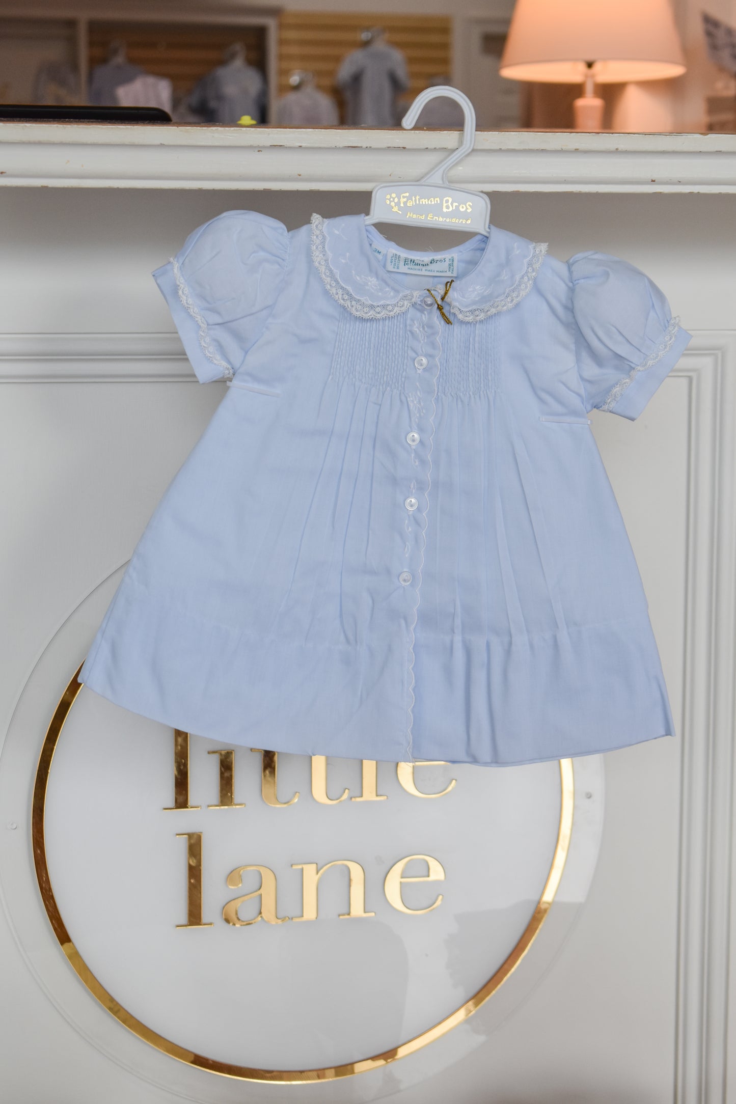 Elsa Scalloped Trim Baby Blue Slip Dress