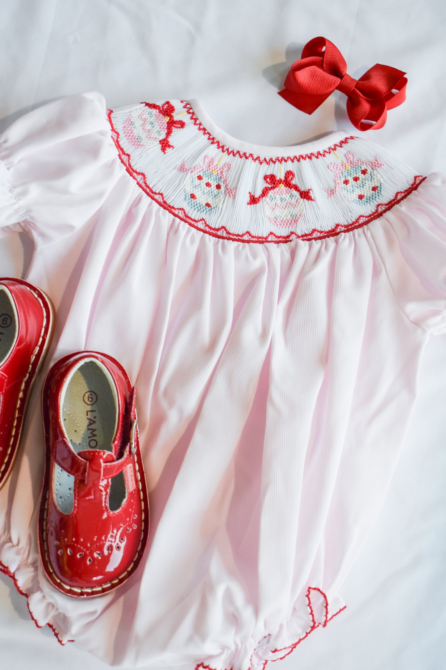 Jolly Jingles Pink Smocked Bubble