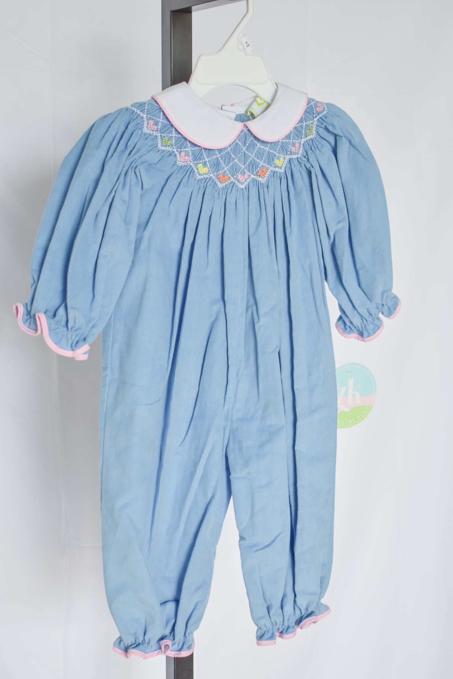 Sweetheart Smocked Corduroy Bishop Long Bubble