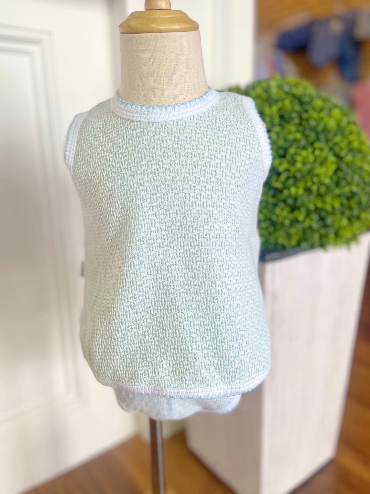 Paty Diaper Set-Green/Pink Trim