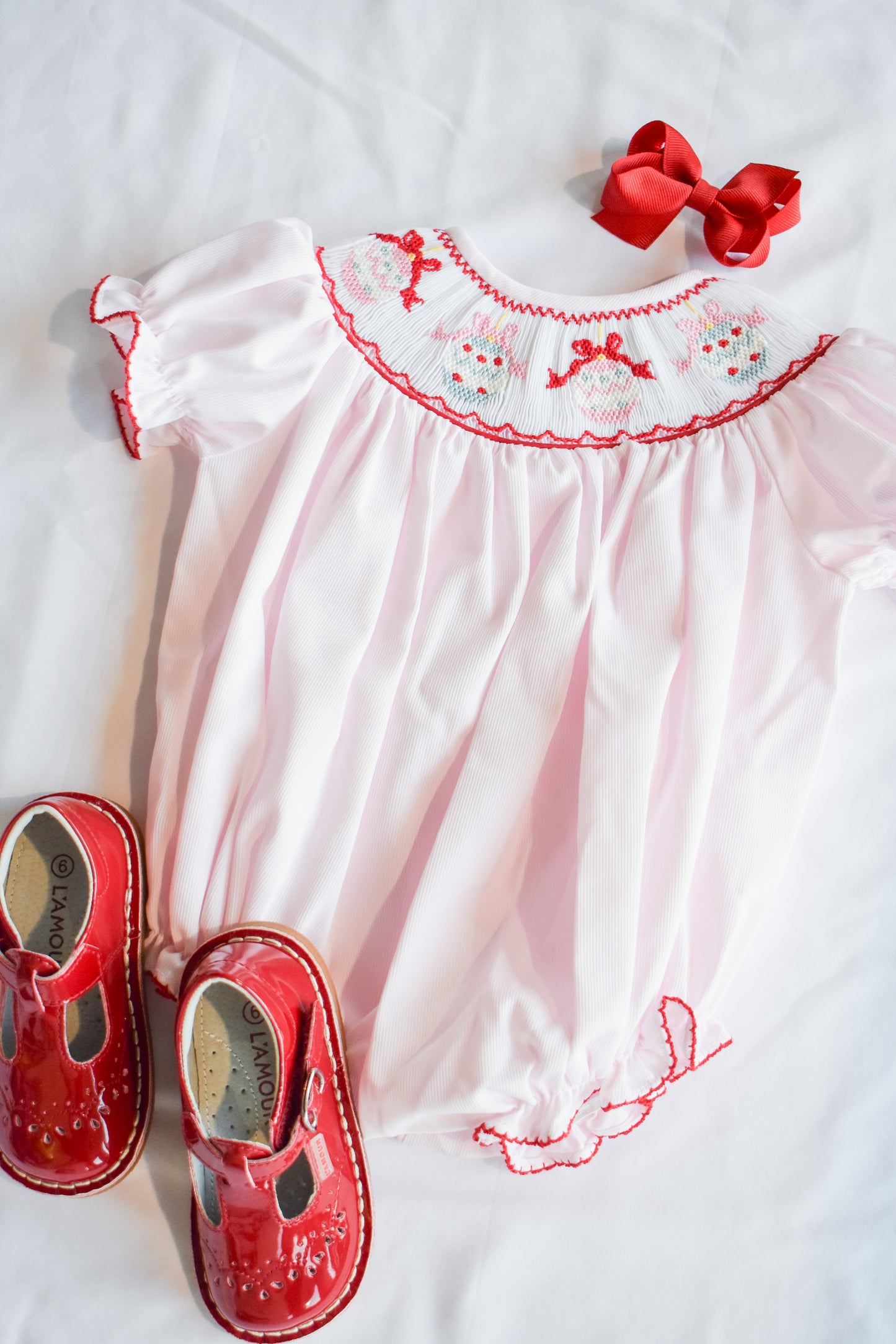Jolly Jingles Pink Smocked Bubble