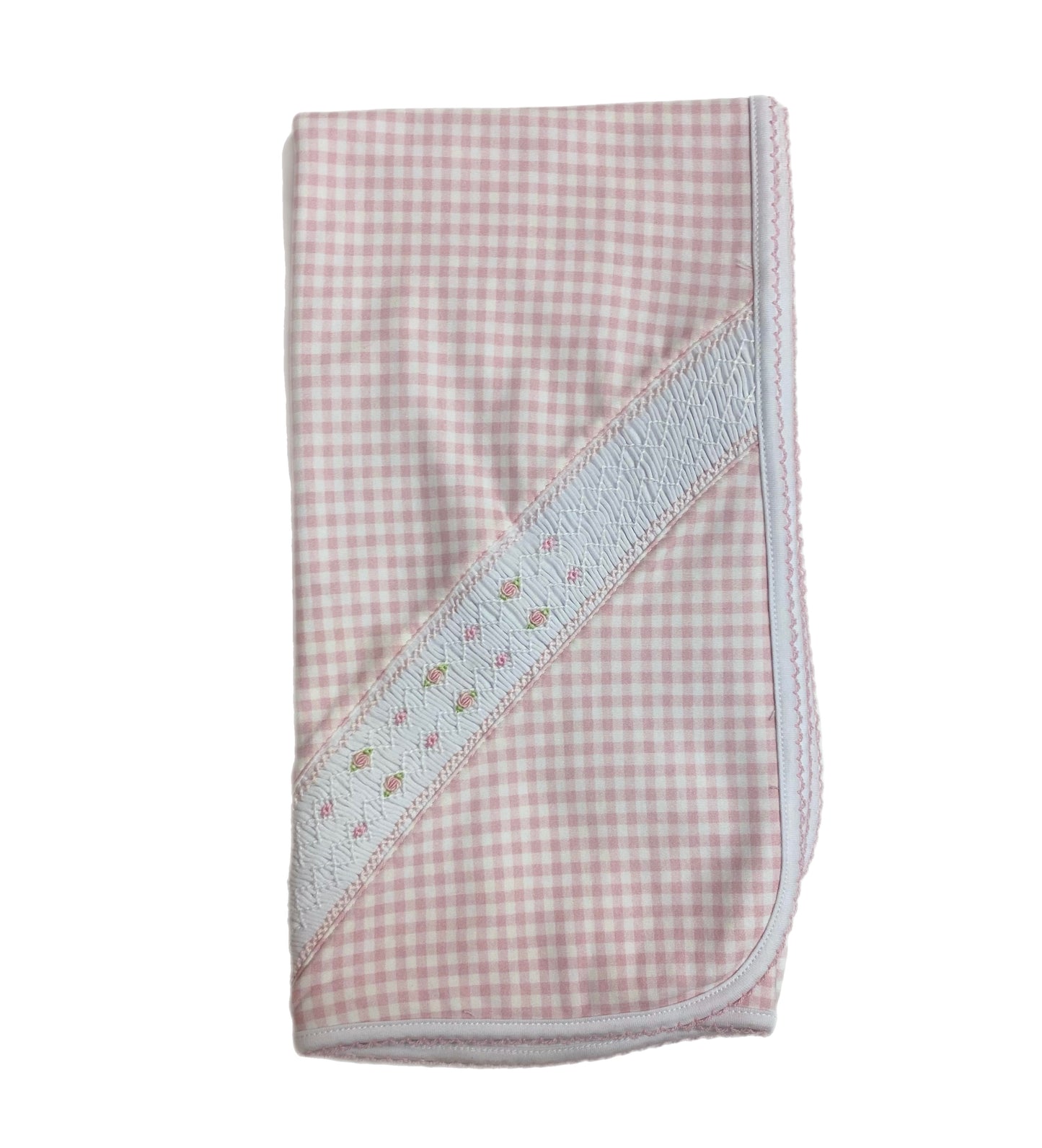 Pink Gingham Receiving Blanket
