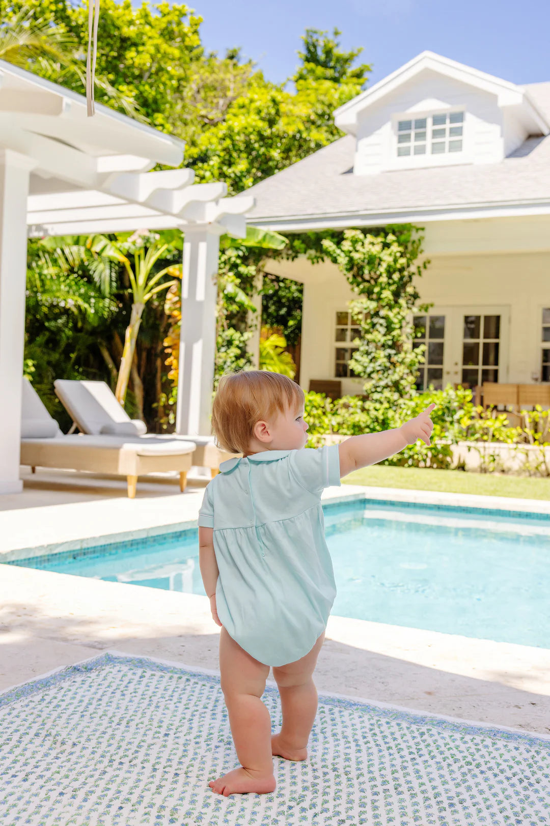 Smocked Bradford Bubble -Edisto Egg Blue/Worth Avenue White