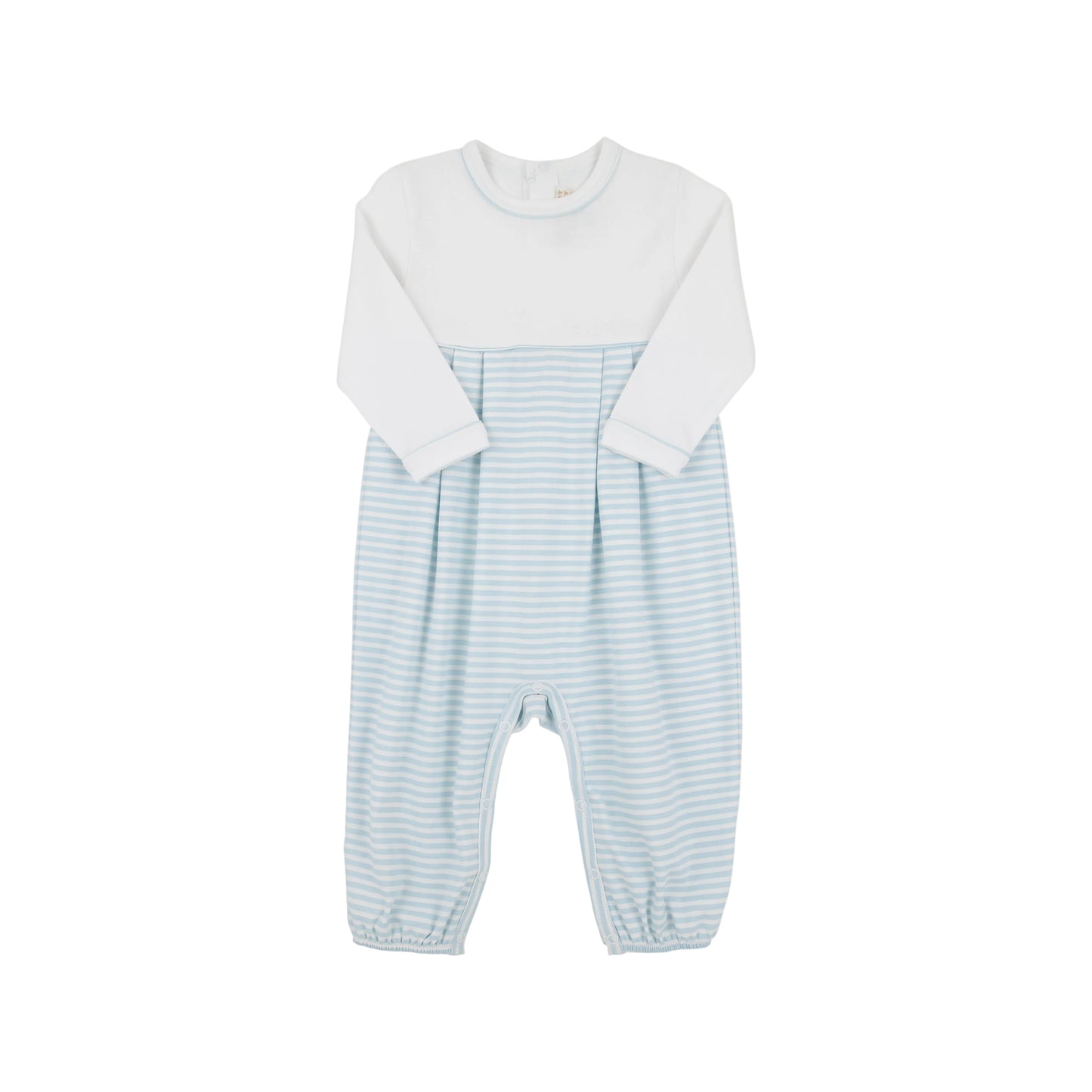 Long Sleeve Bradford Romper-White/Buckhead Blue Stripe