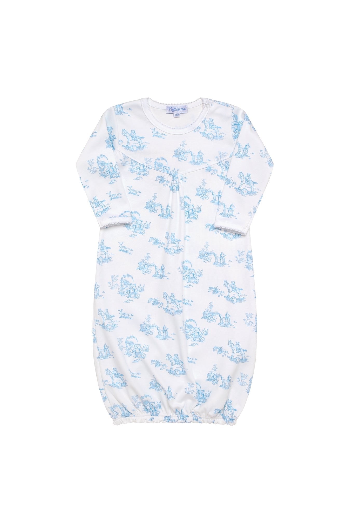 Classic Blue Toile Baby Gown