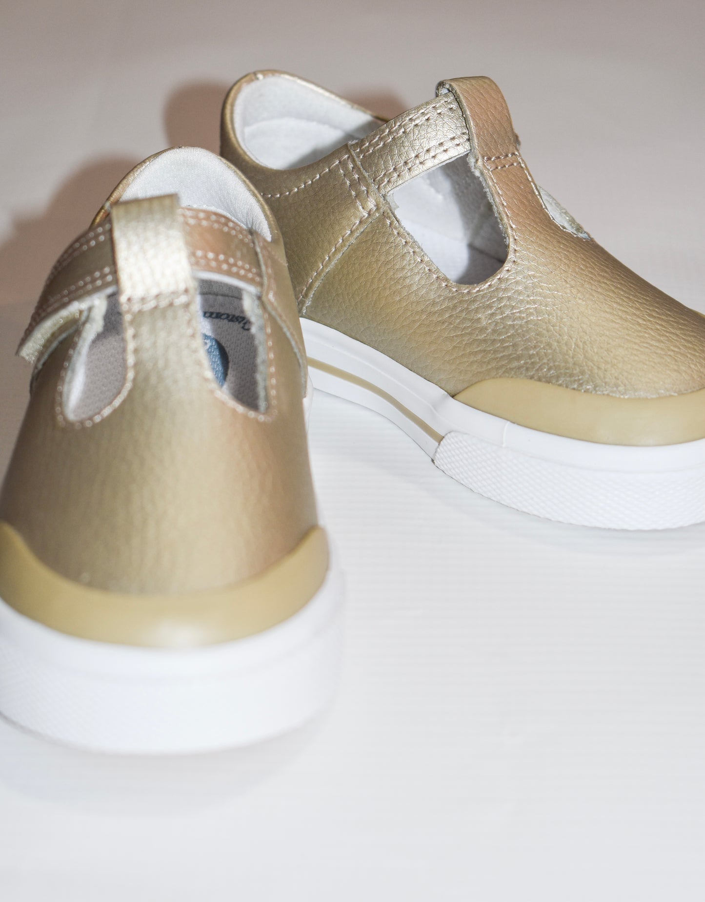 Drew Gold T-Strap Leather Sneaker