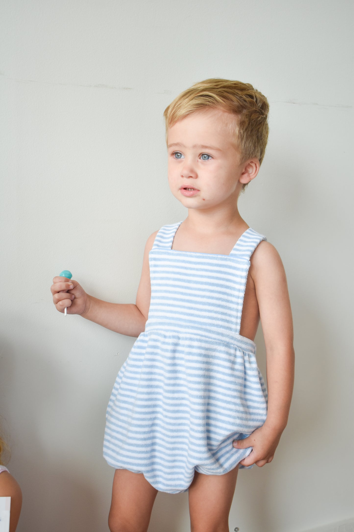 Light Blue Terrycloth Stripe Henry Bubble