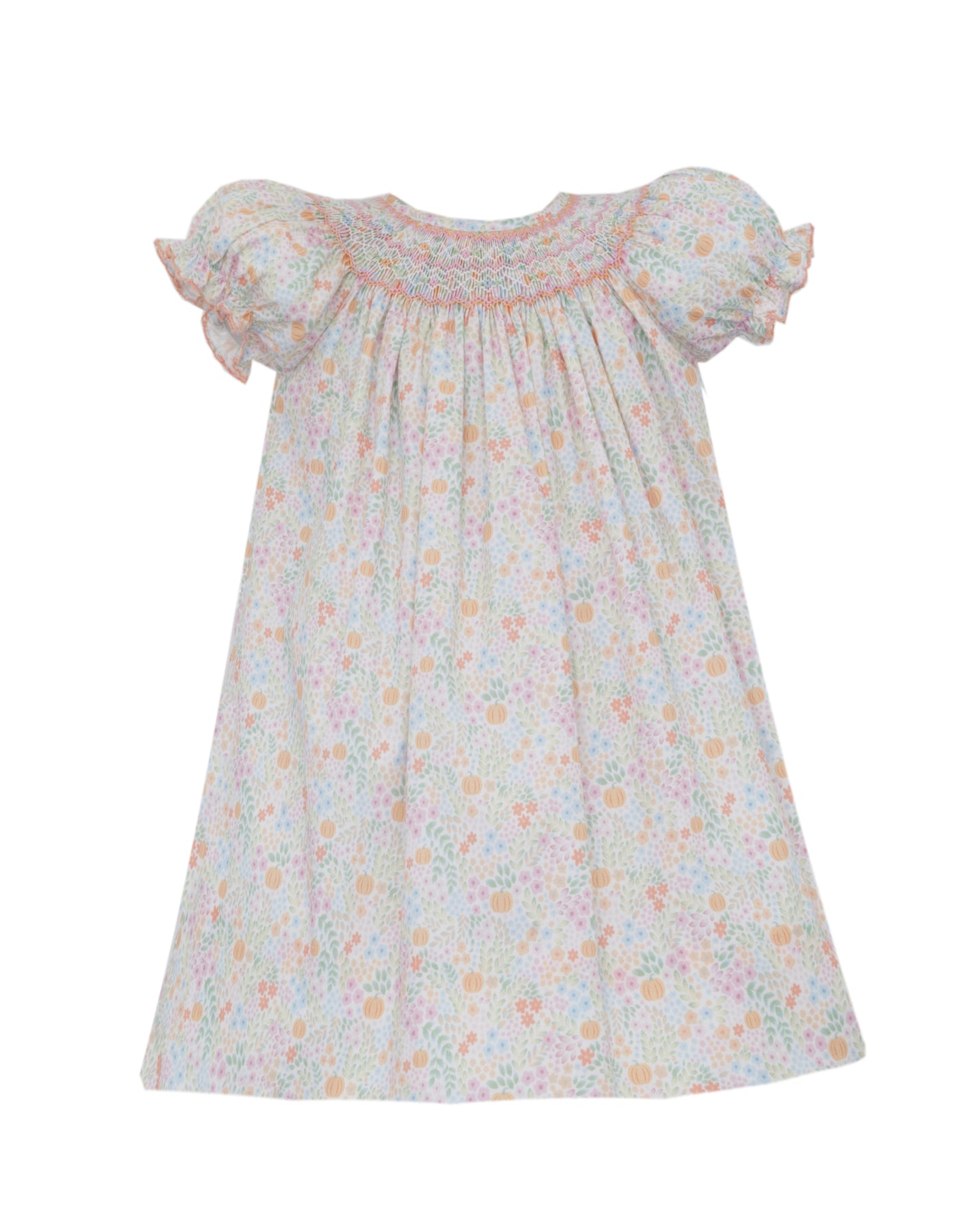 Pumpkin Patch Florals Smocked Bishop Dress