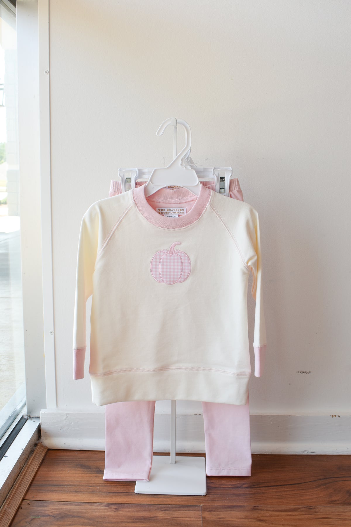 Cassidy Comfy Crewneck-Pink Gingham Pumpkin/Palmetto Pearl