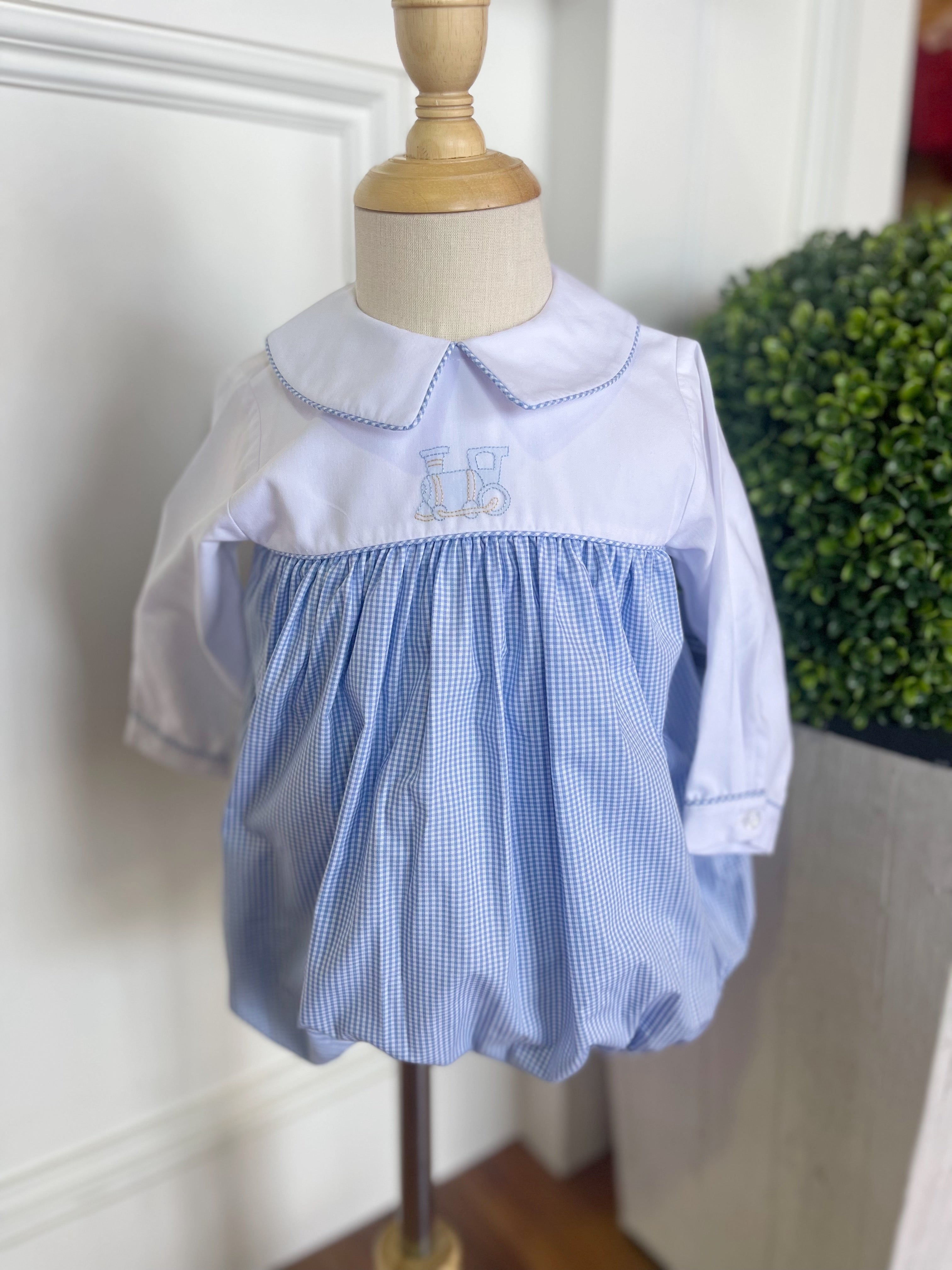 Blue Gingham Train Bubble – Little Lane