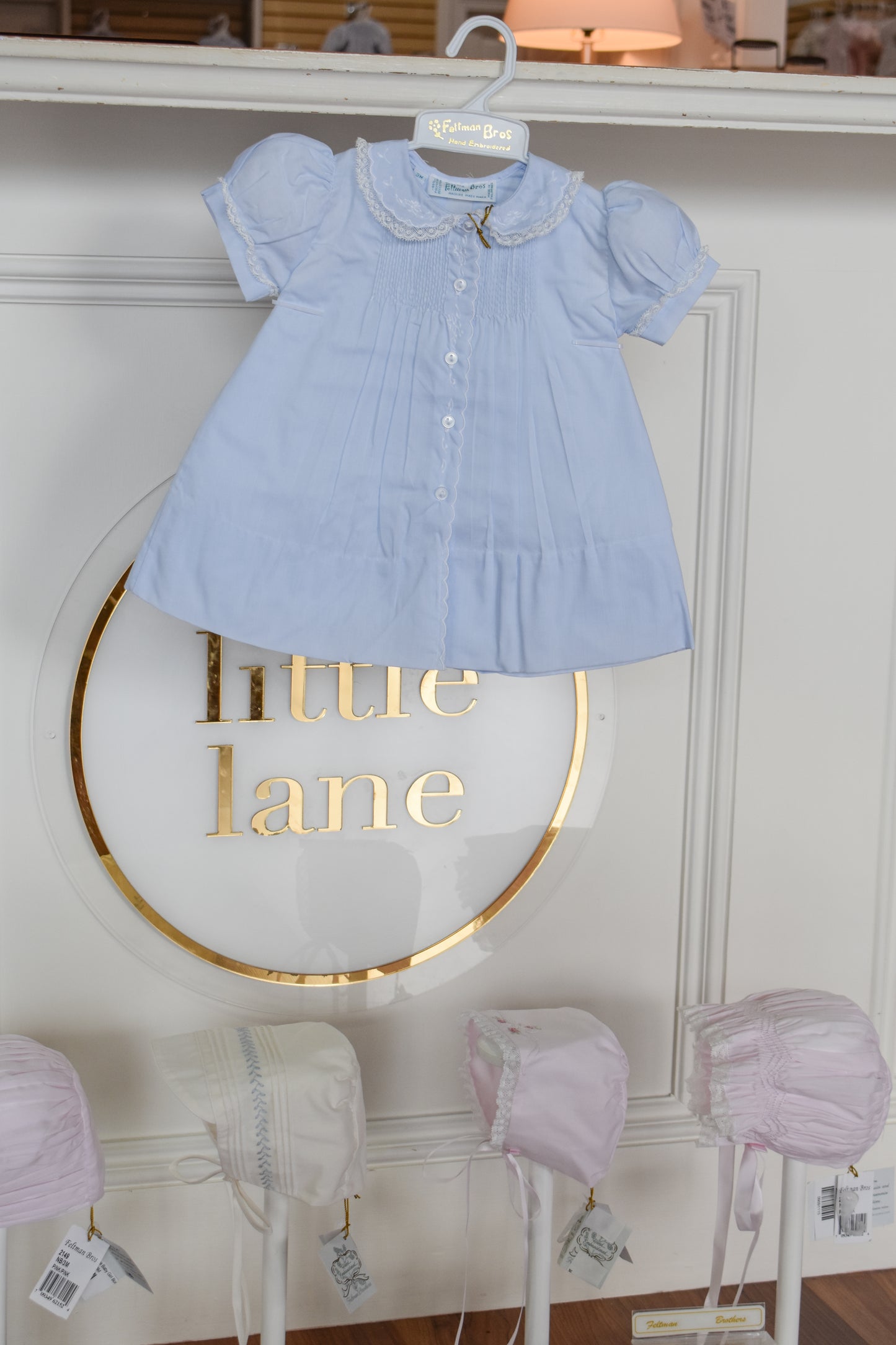 Elsa Scalloped Trim Baby Blue Slip Dress