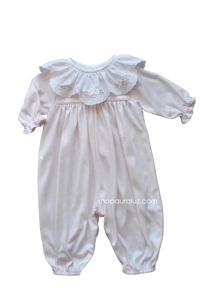Satin Flower Ruffle Collar Romper