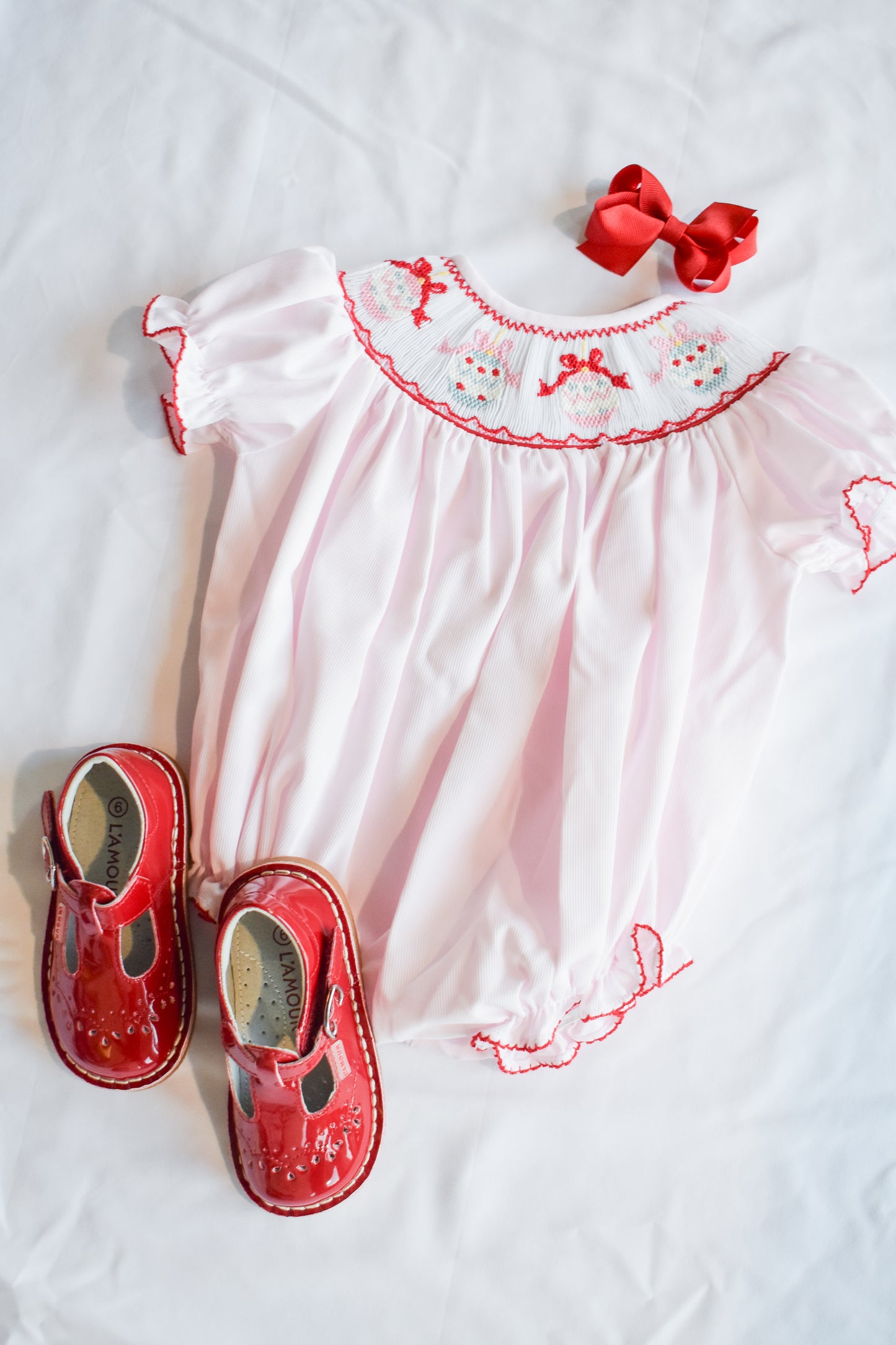 Jolly Jingles Pink Smocked Bubble