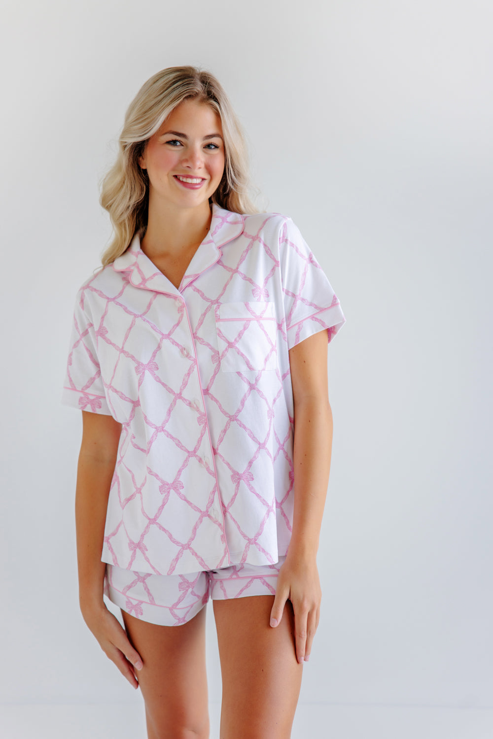 Women's Let Me Lounge Pajama Set-Pink Belle Meade Bow