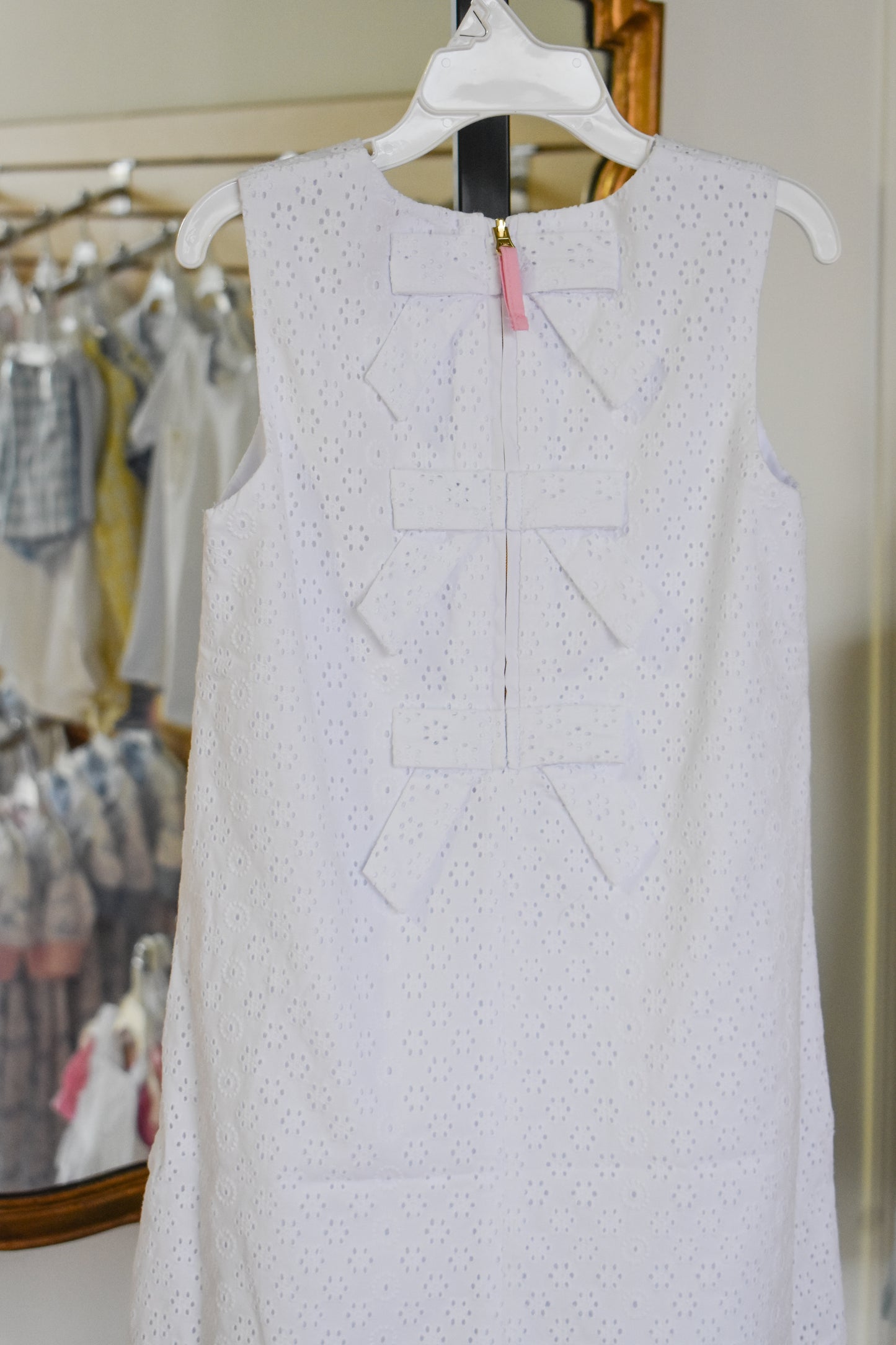 Bets Bow Dress-Worth Ave White Eyelet