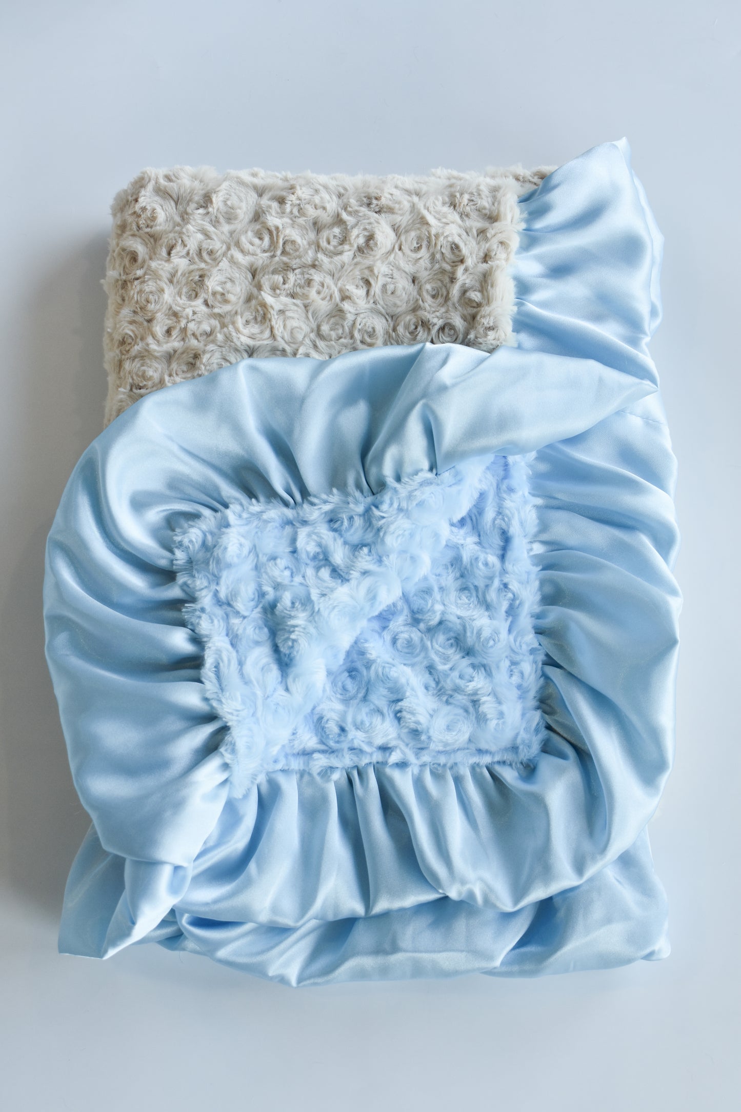 Double Plush Blanket-Blue/Camel Poodle