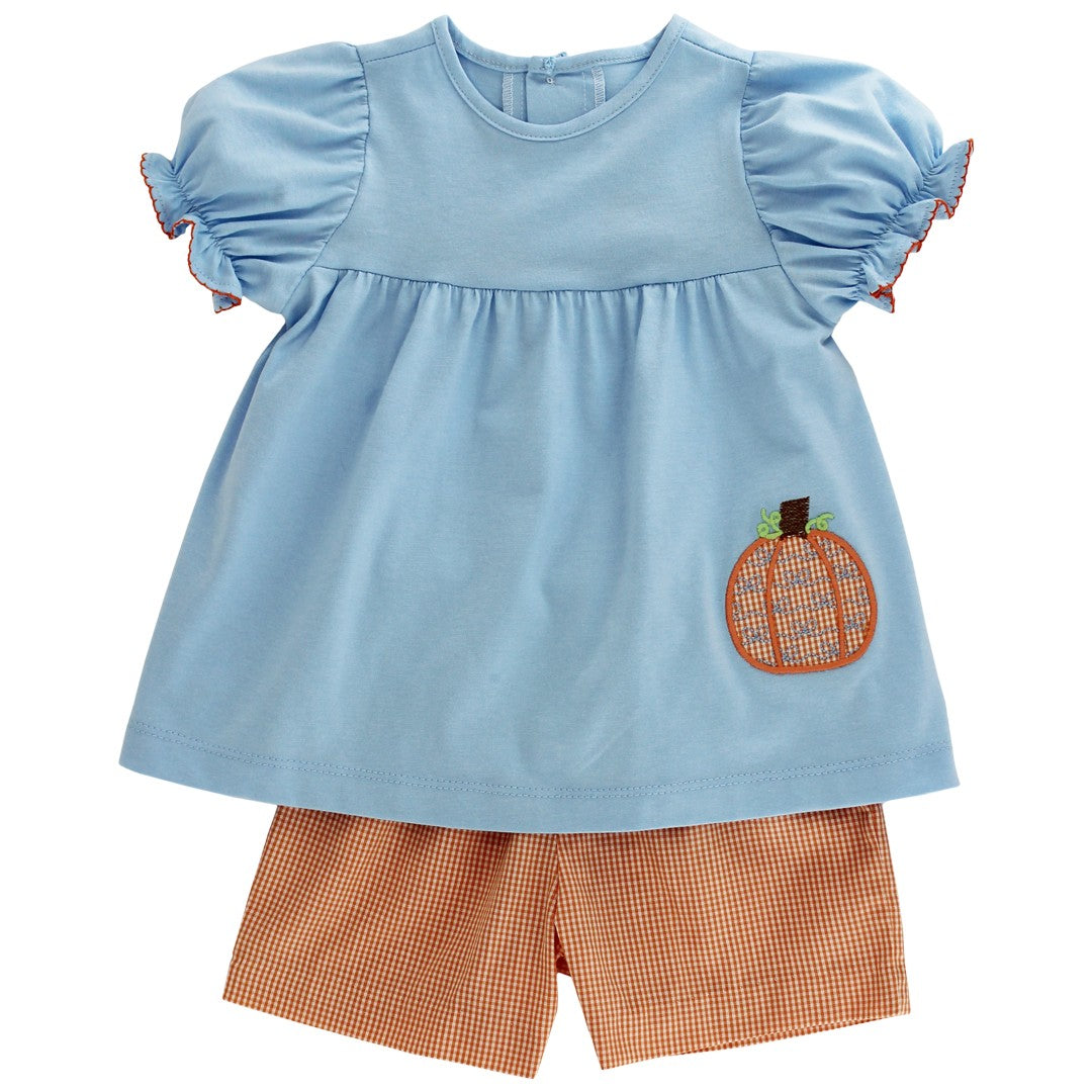Pumpkin Patch Girl Ruffled Short Set