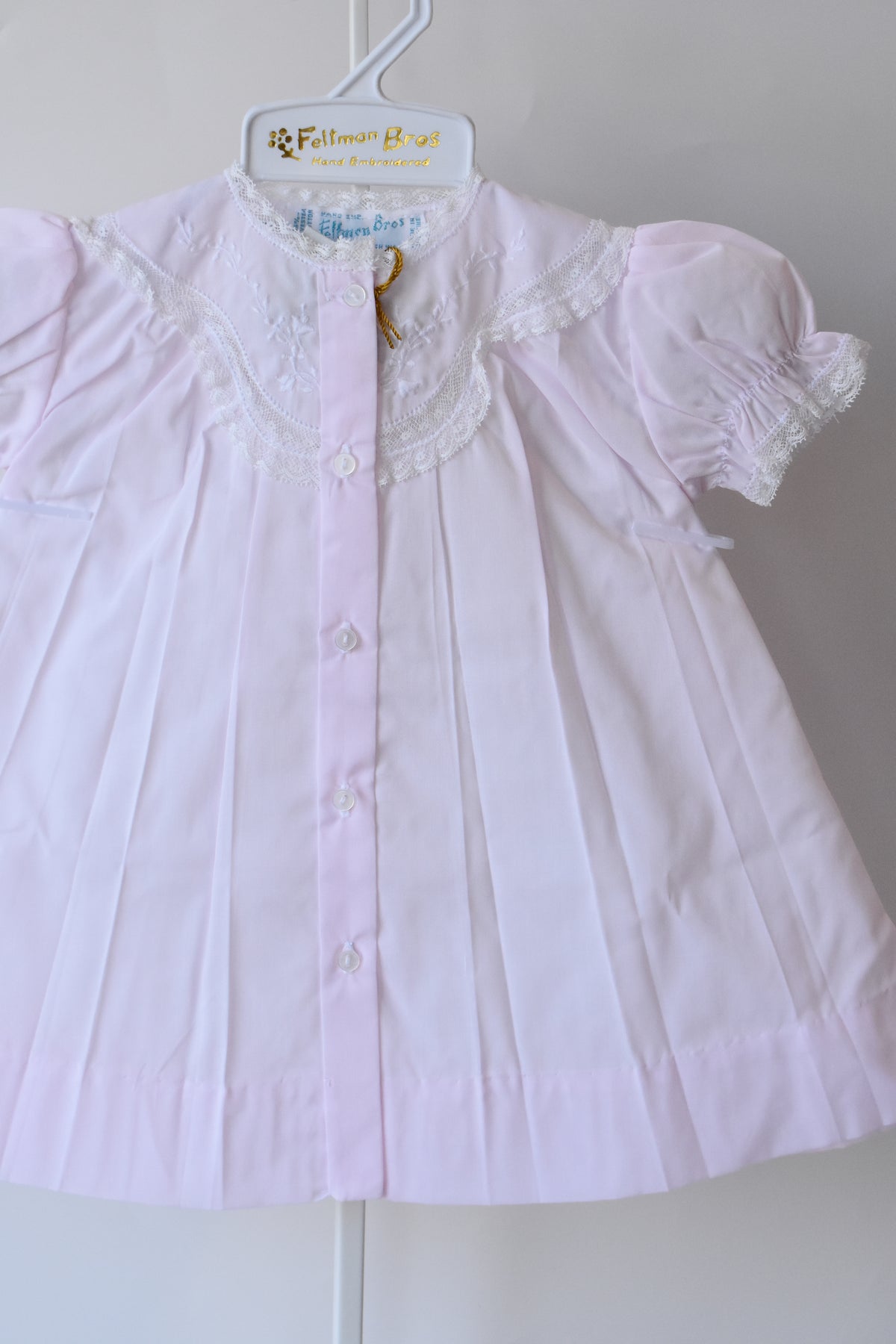 Embroidered Lacy Yoke Pink Heirloom Daygown