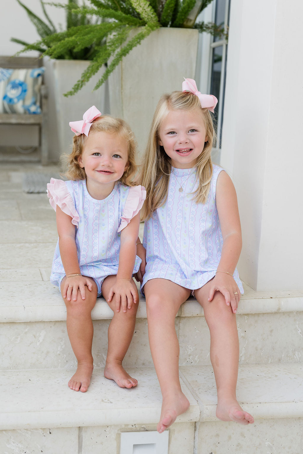 Blue Floral Scallop Knit Blake Bubble