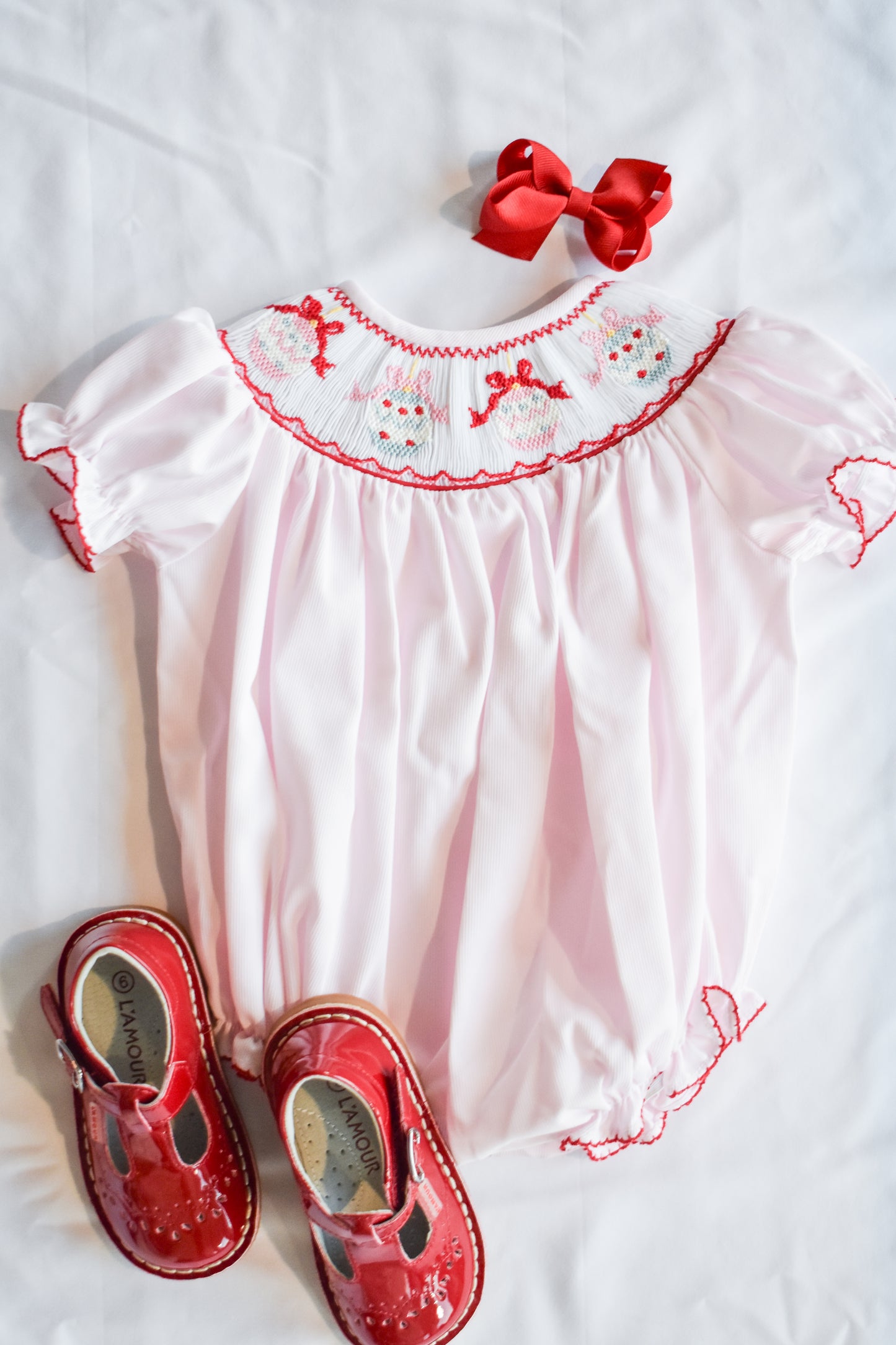 Jolly Jingles Pink Smocked Bubble