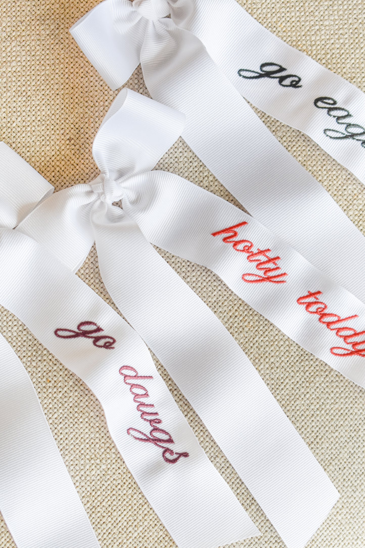 Embroidered Gameday Long Tail Bow