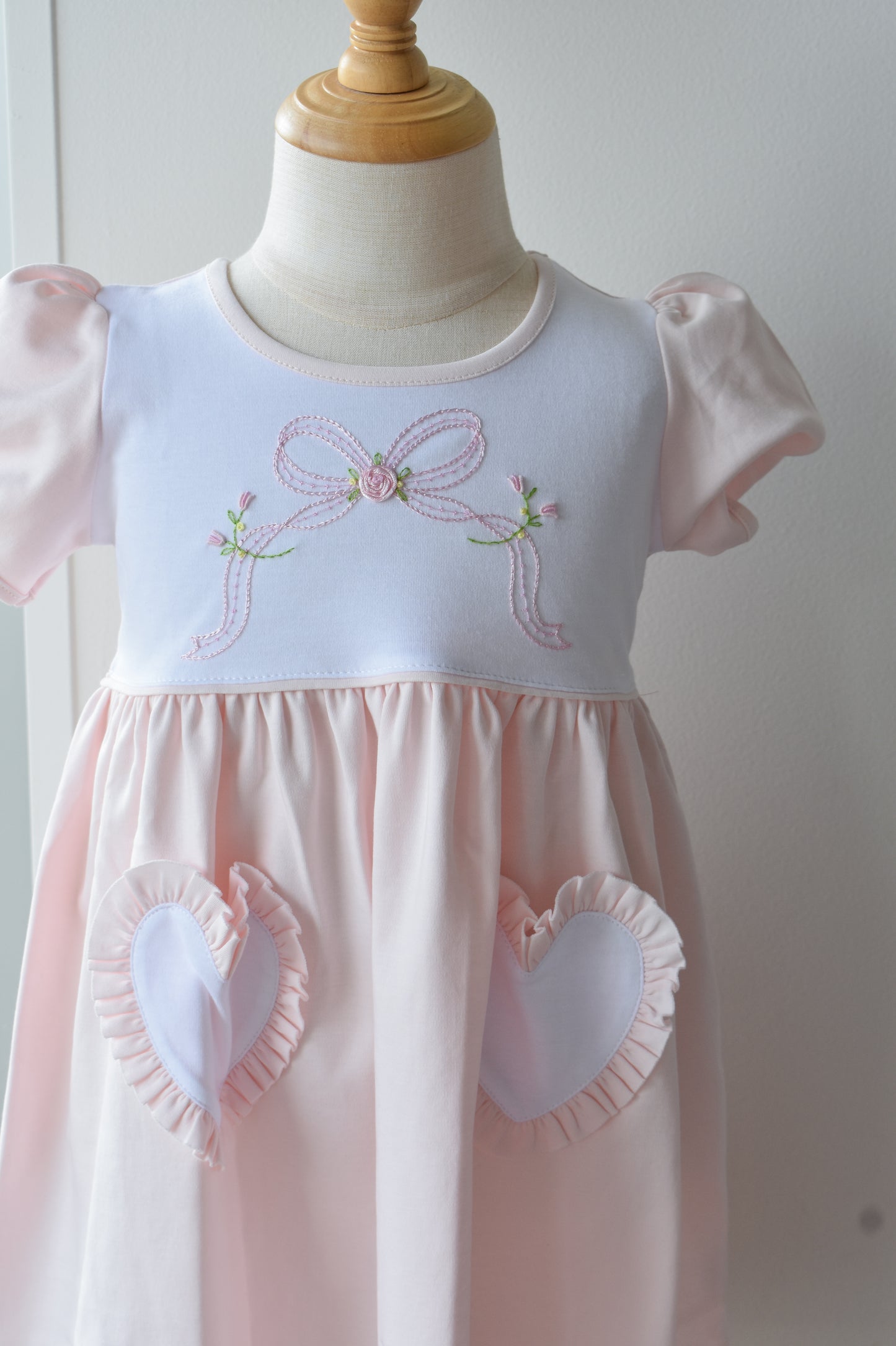 Letter Bow Heart Pocket Dress