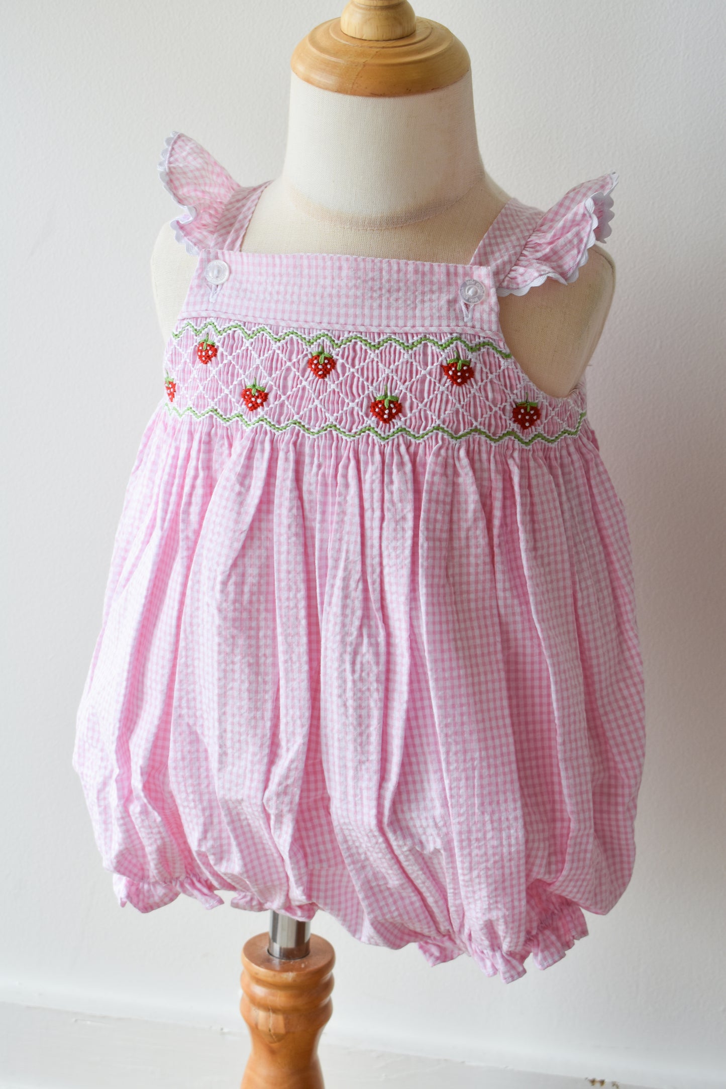 Smocked Lizzy D Bubble-Strawberries
