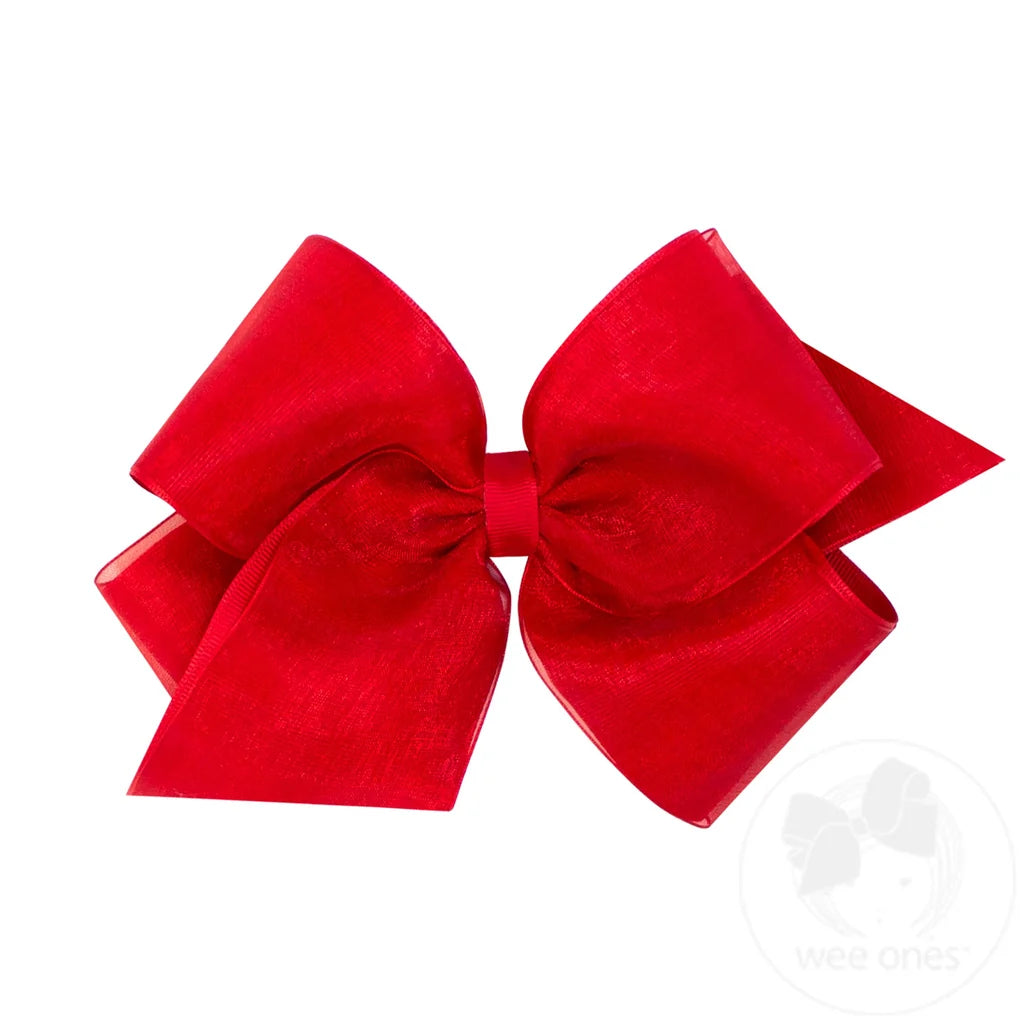 Wee Holiday-King Organza Overlay Grosgrain Bow
