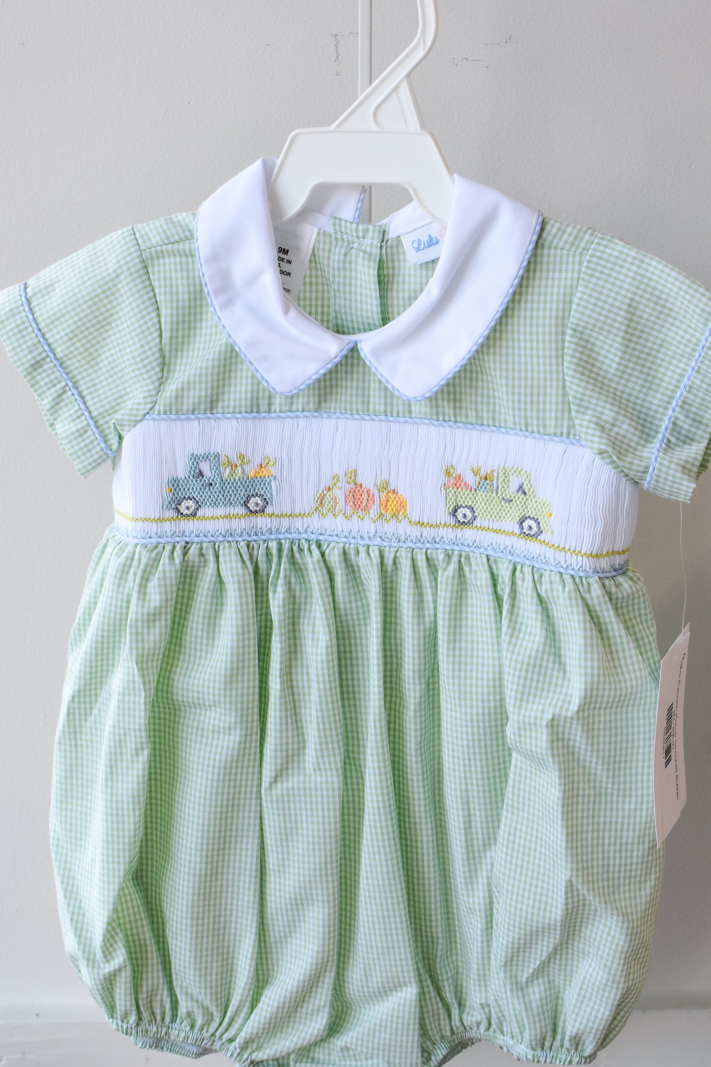 Noah’s Pumpkin Pickup Smocked Bubble
