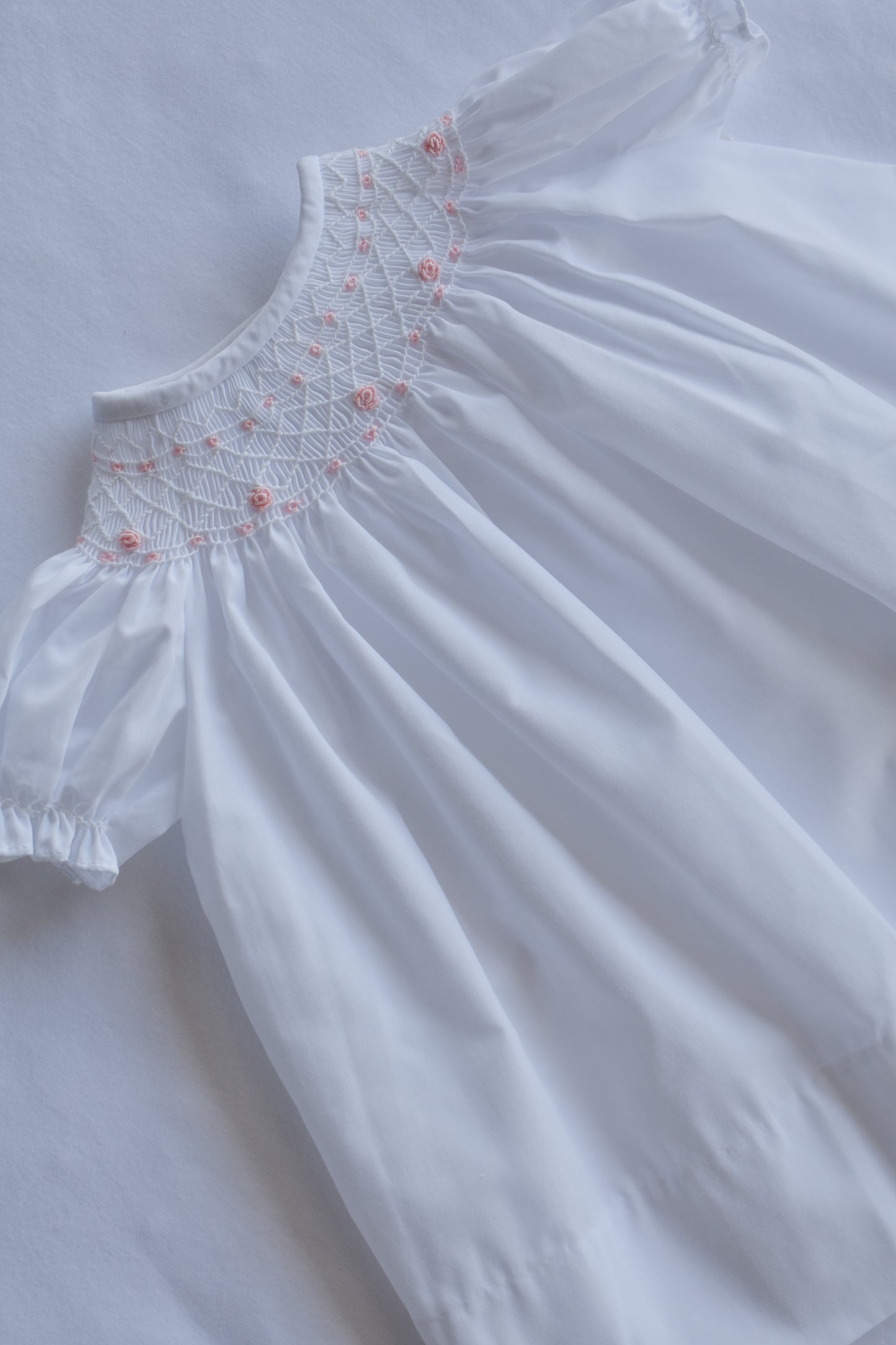 Pinky Posie-White Bishop Dress