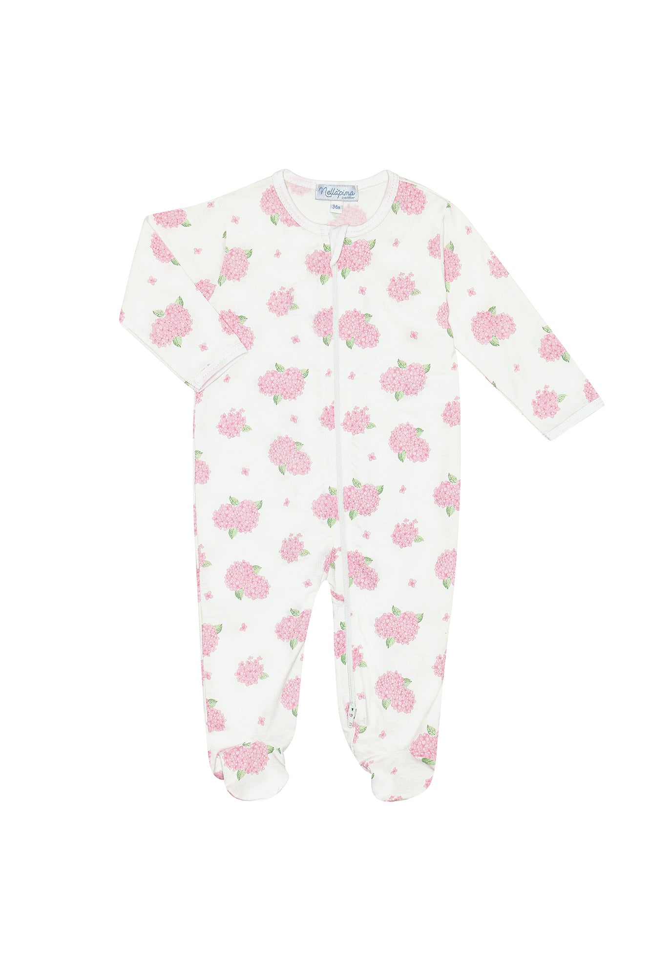 Pink Hydrangeas Zipper Footie