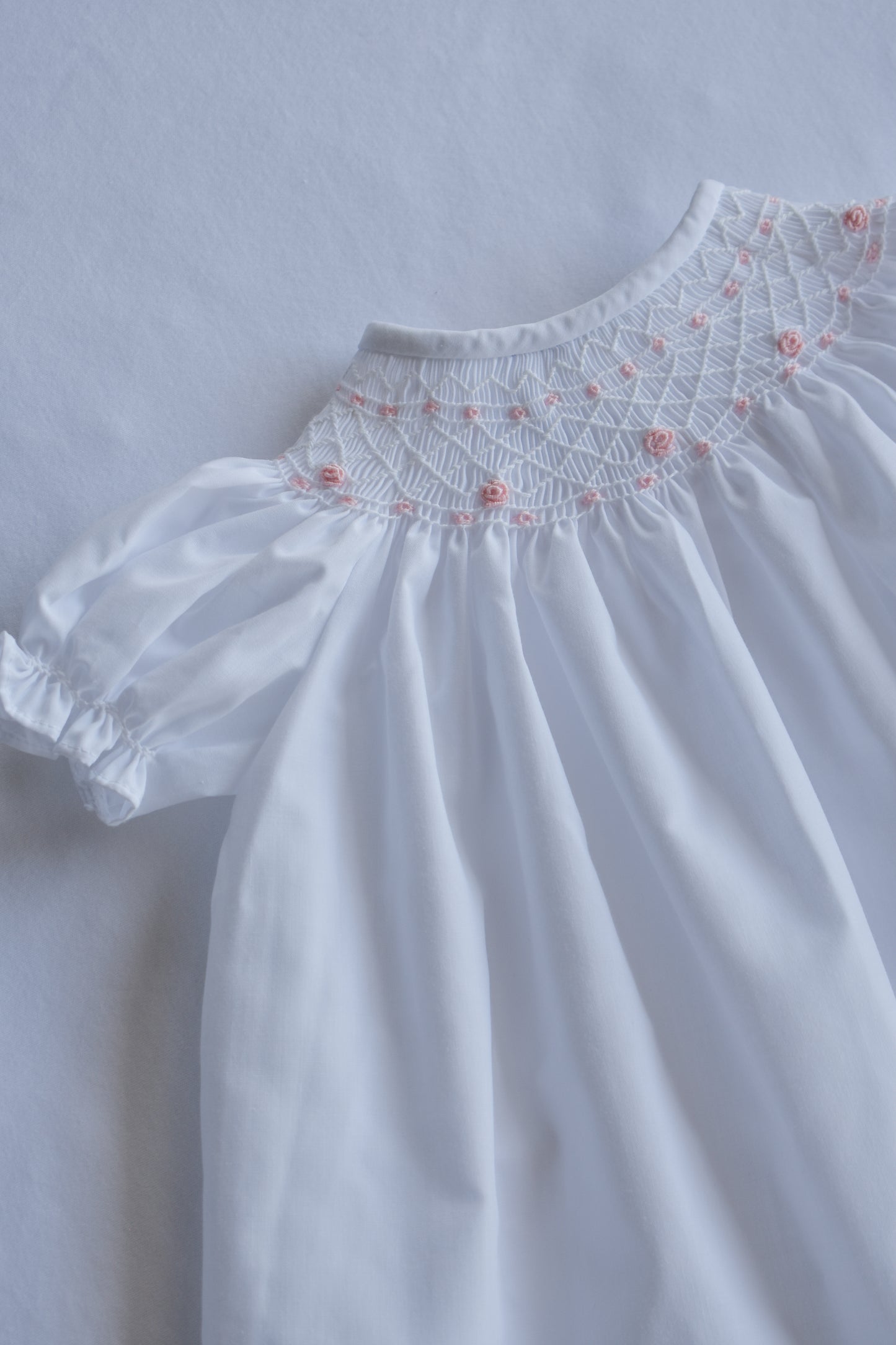 Pinky Posie-White Bishop Dress