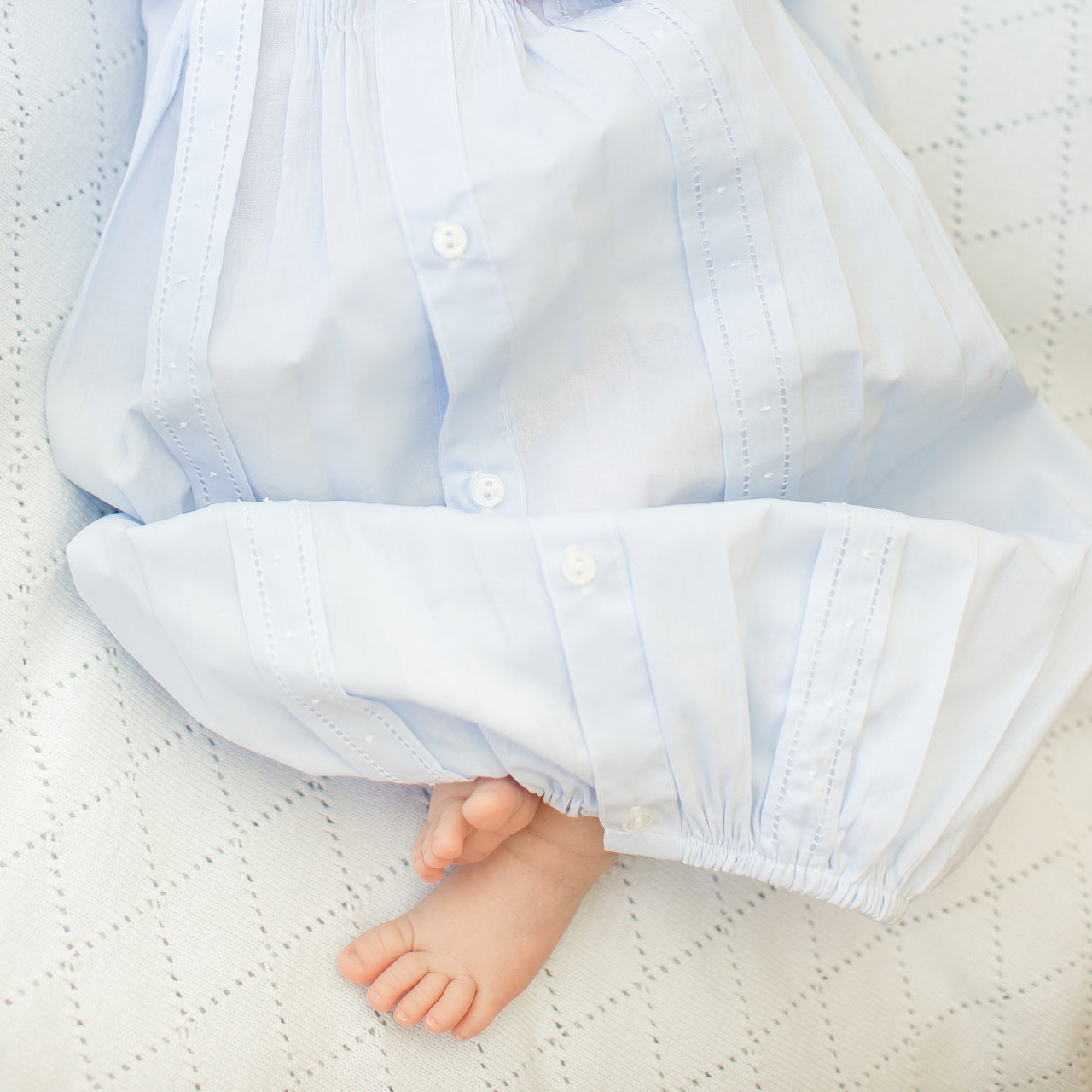 Linen Sky Pintucked "Take Me Home" Newborn Gown Set