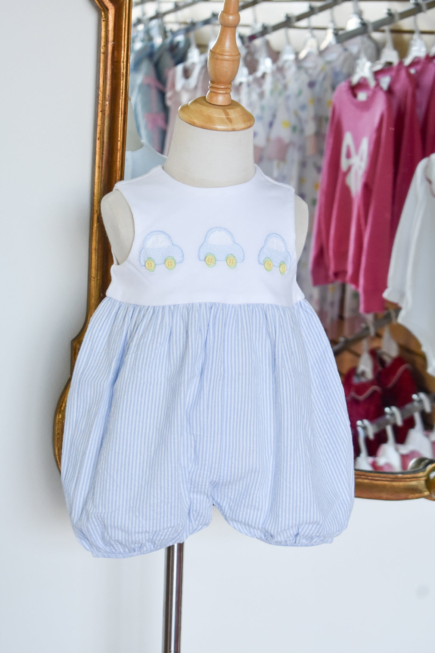 Little Lanes-Blue Seersucker Knit Bubble