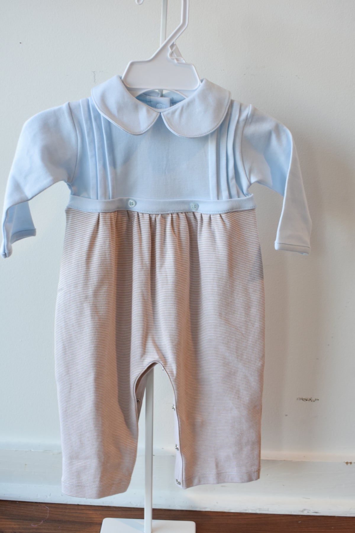 Fall Mini Stripe Blue Collared Longall