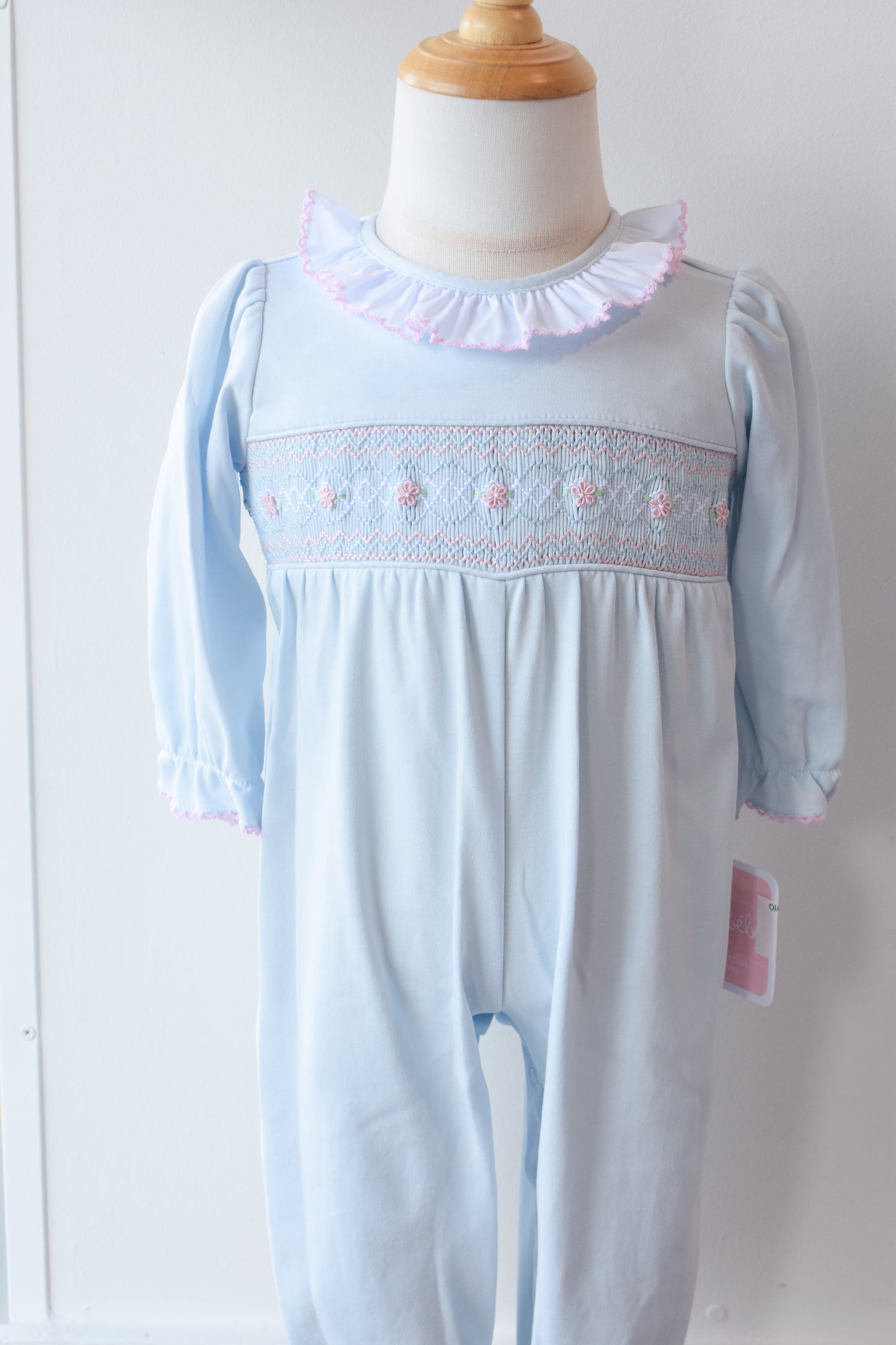 Olivia's Smocked Ruffle Trim Knit Romper