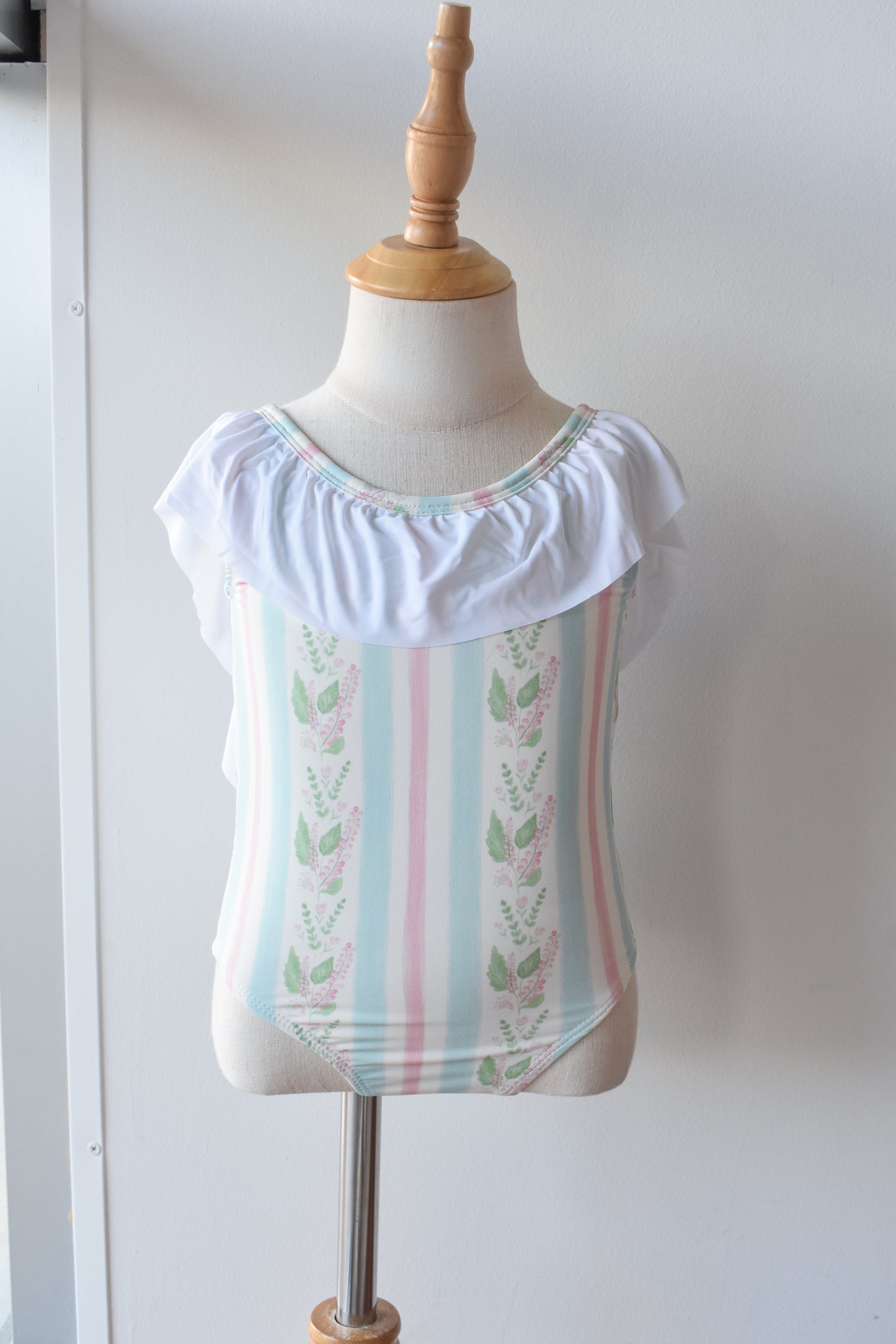 Florals and Stripes Flutter Sleeve One Piece