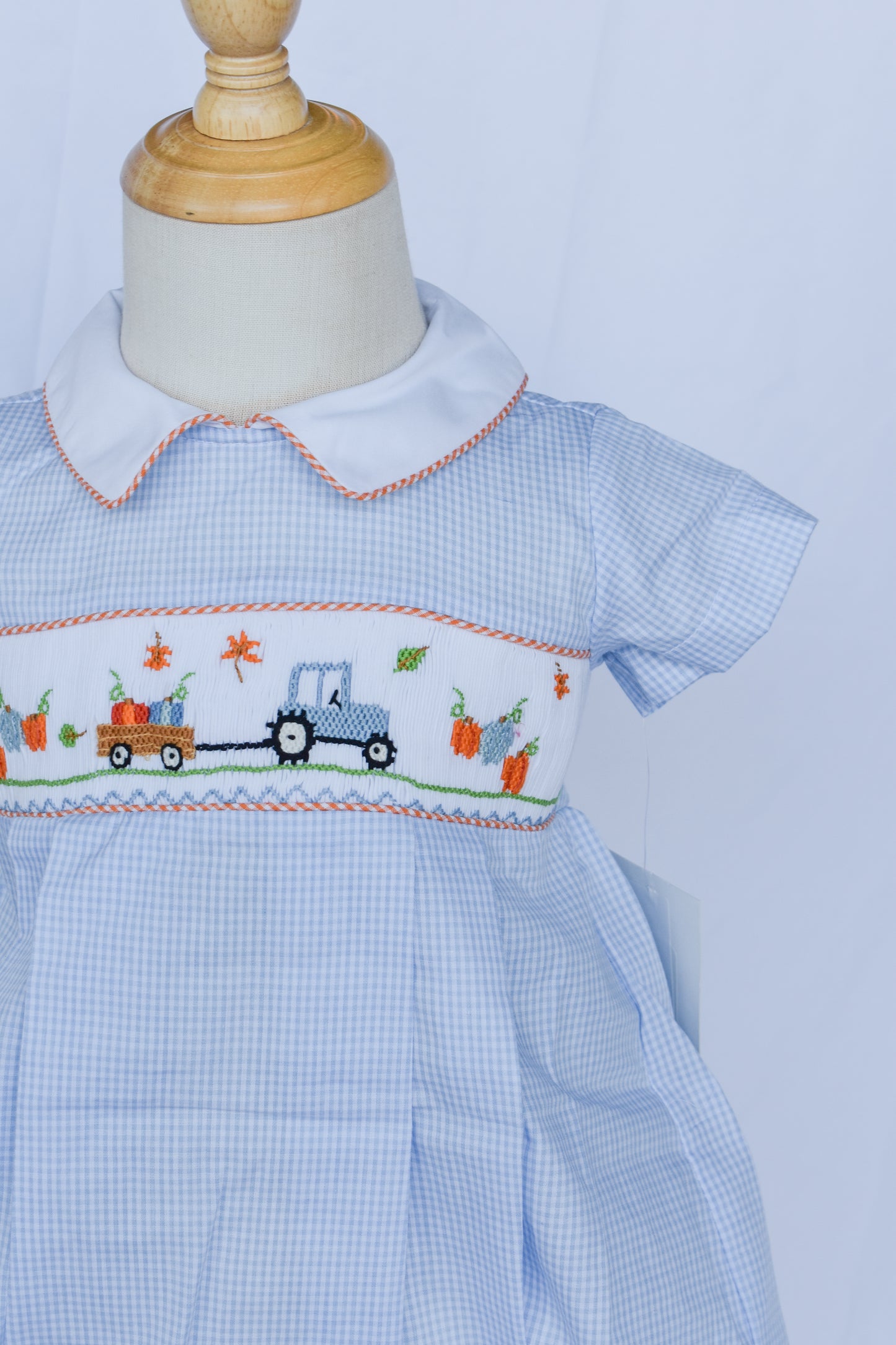 Pumpkin Patch Cutie Blue Smocked Blake Bubble
