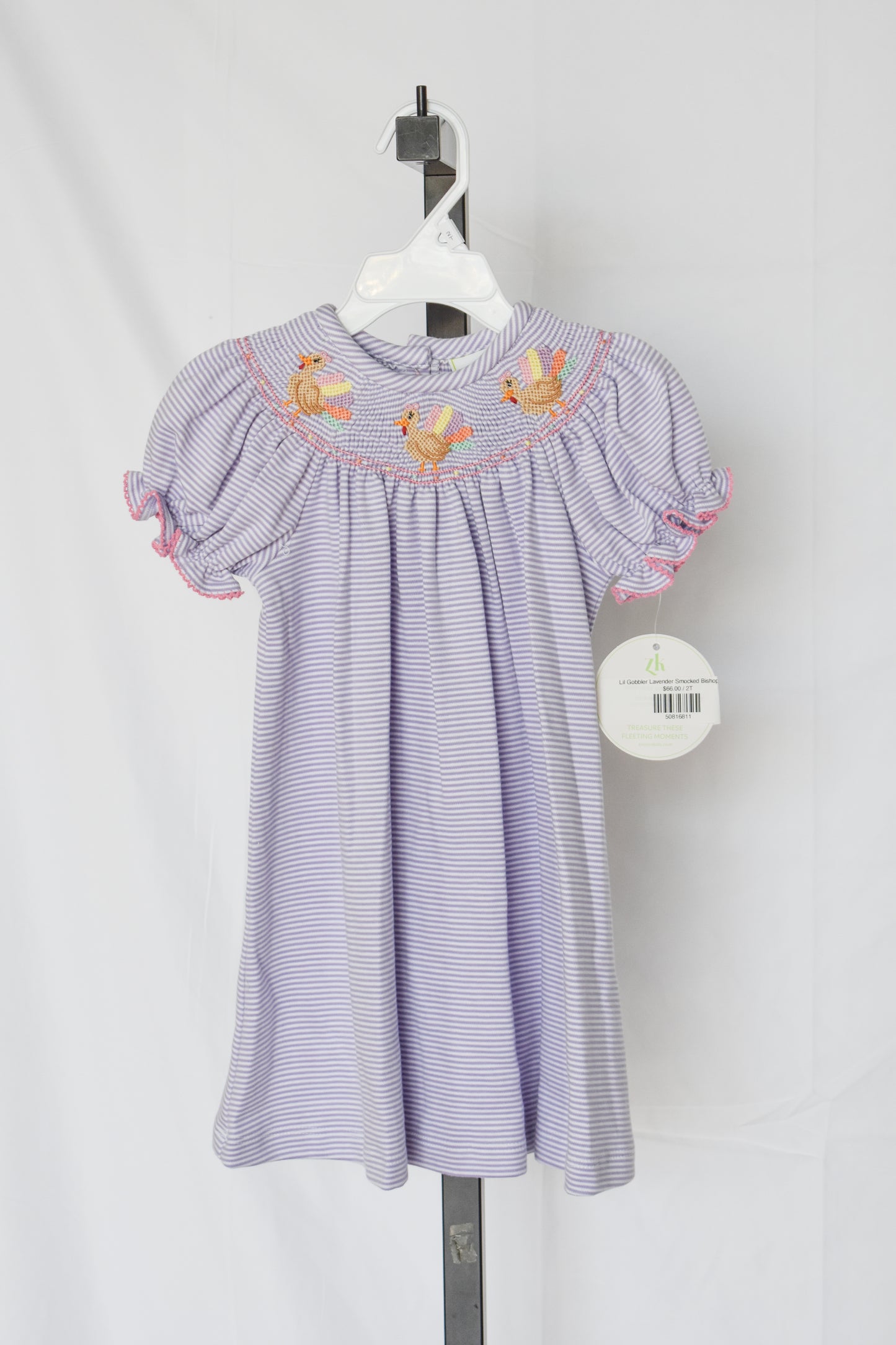 Lil Gobbler Lavender Smocked Bishop Dress
