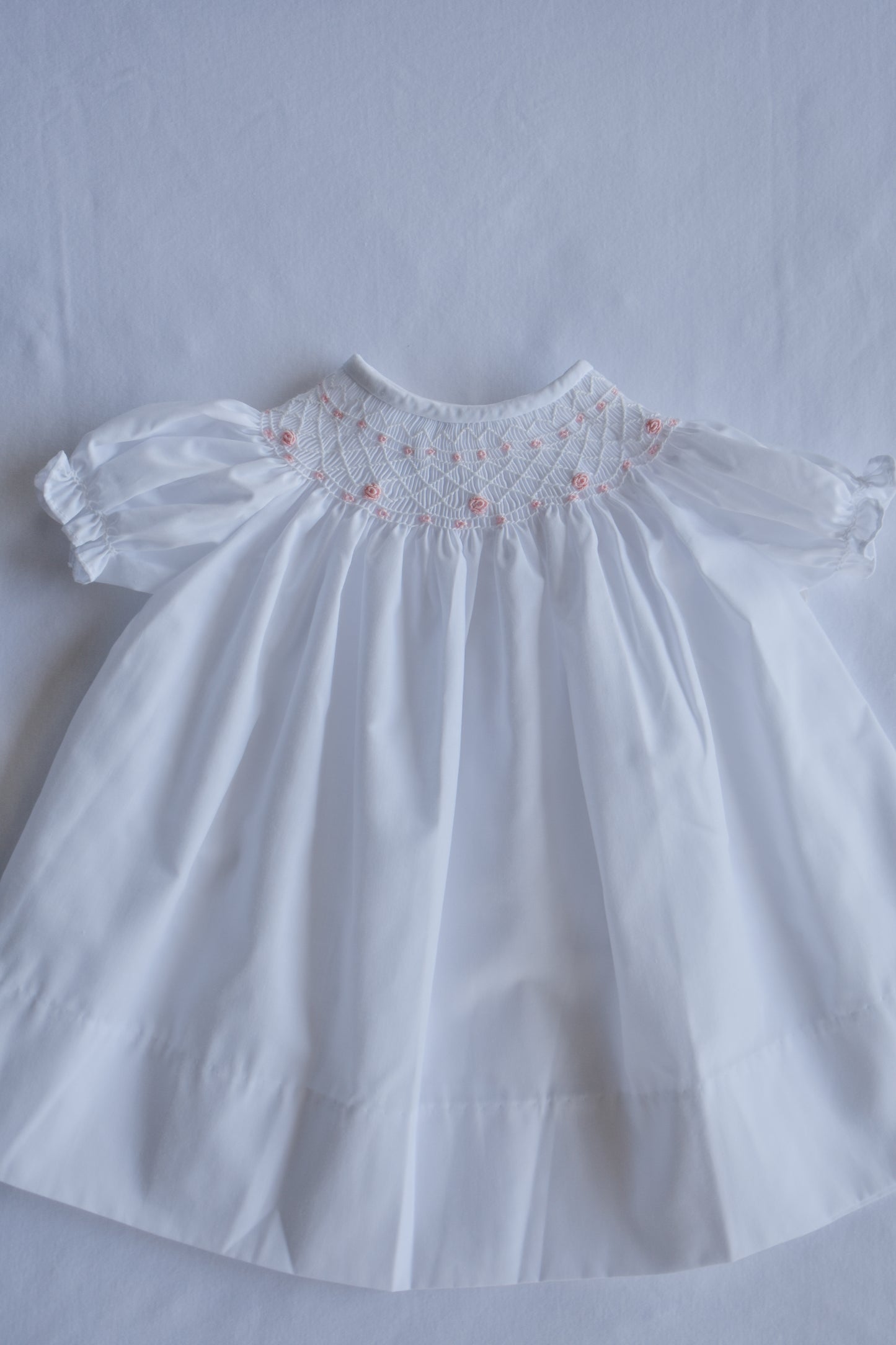 Pinky Posie-White Bishop Dress
