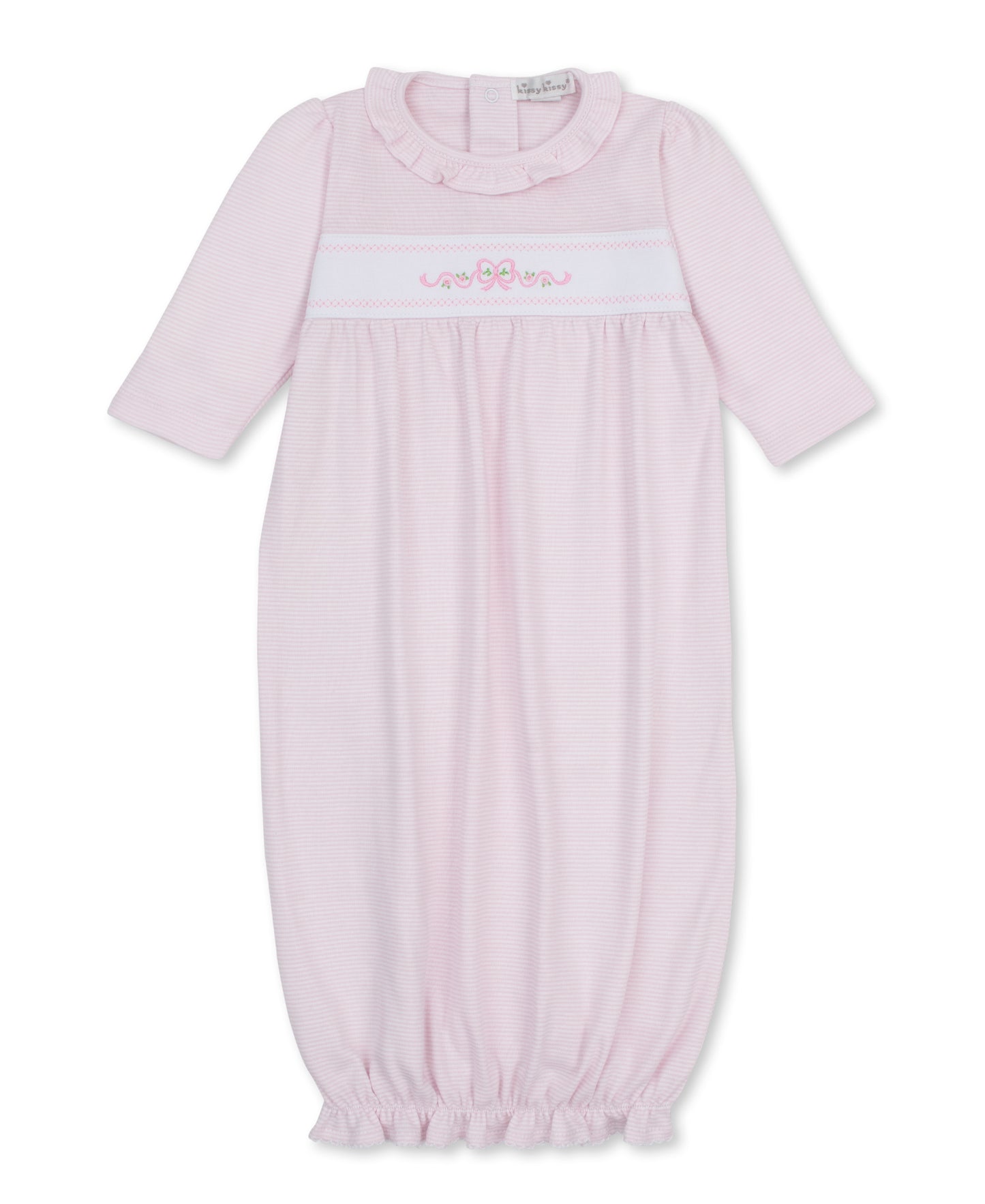 Classic Ribbon Floral Mini Stripe Ruffled Sack