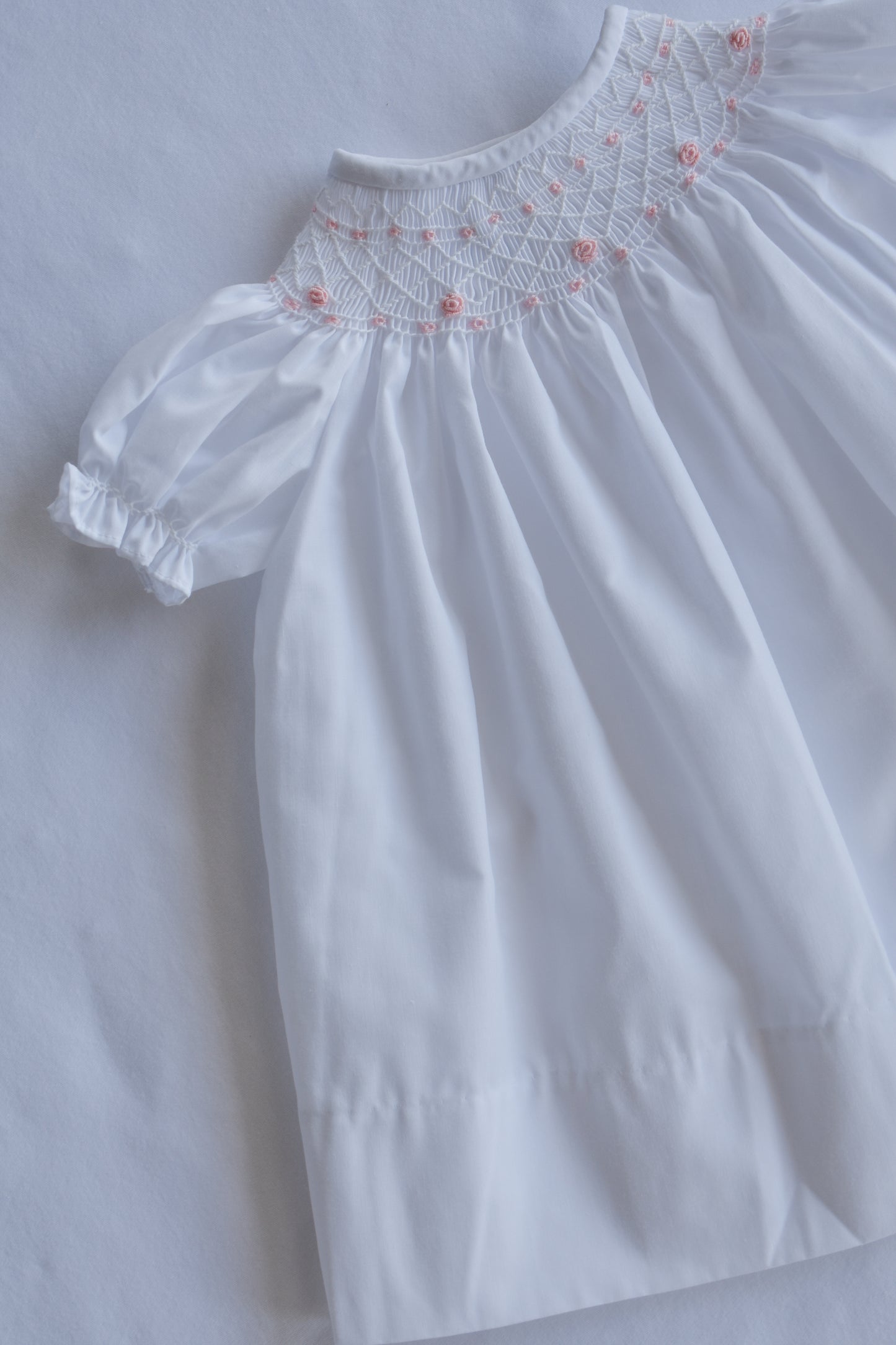 Pinky Posie-White Bishop Dress