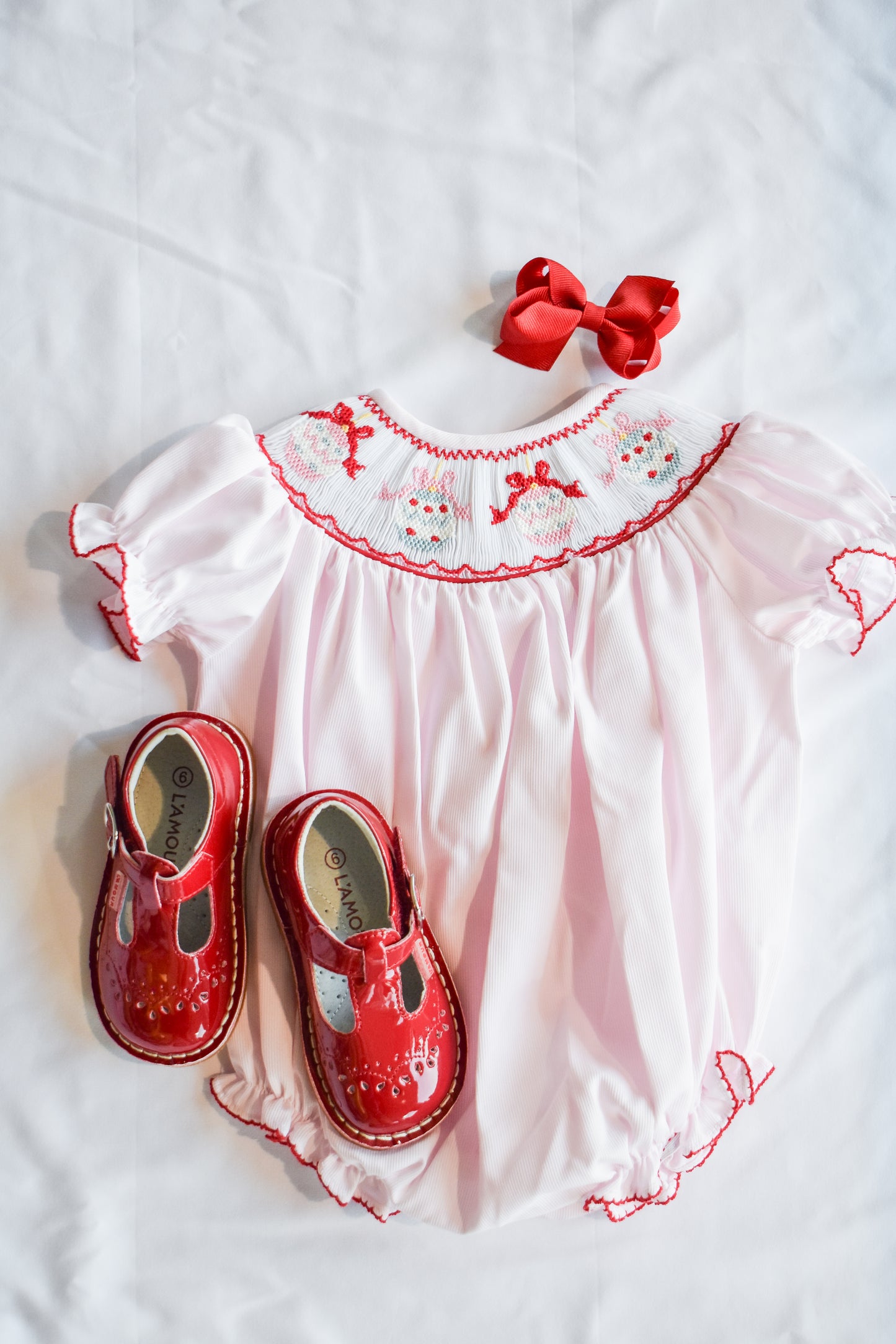 Jolly Jingles Pink Smocked Bubble