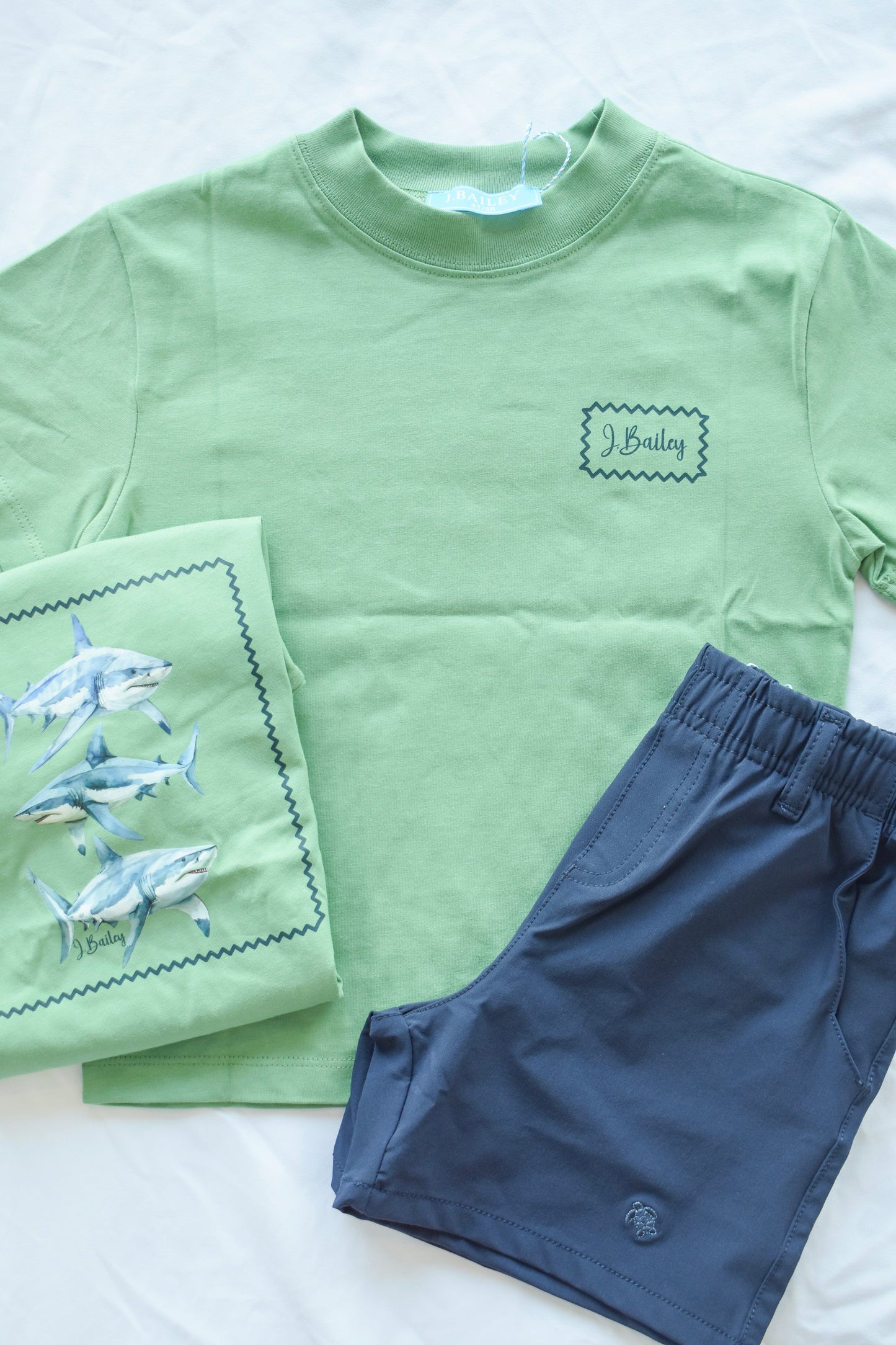 Short Sleeve Logo Tee-Sharks on Sage