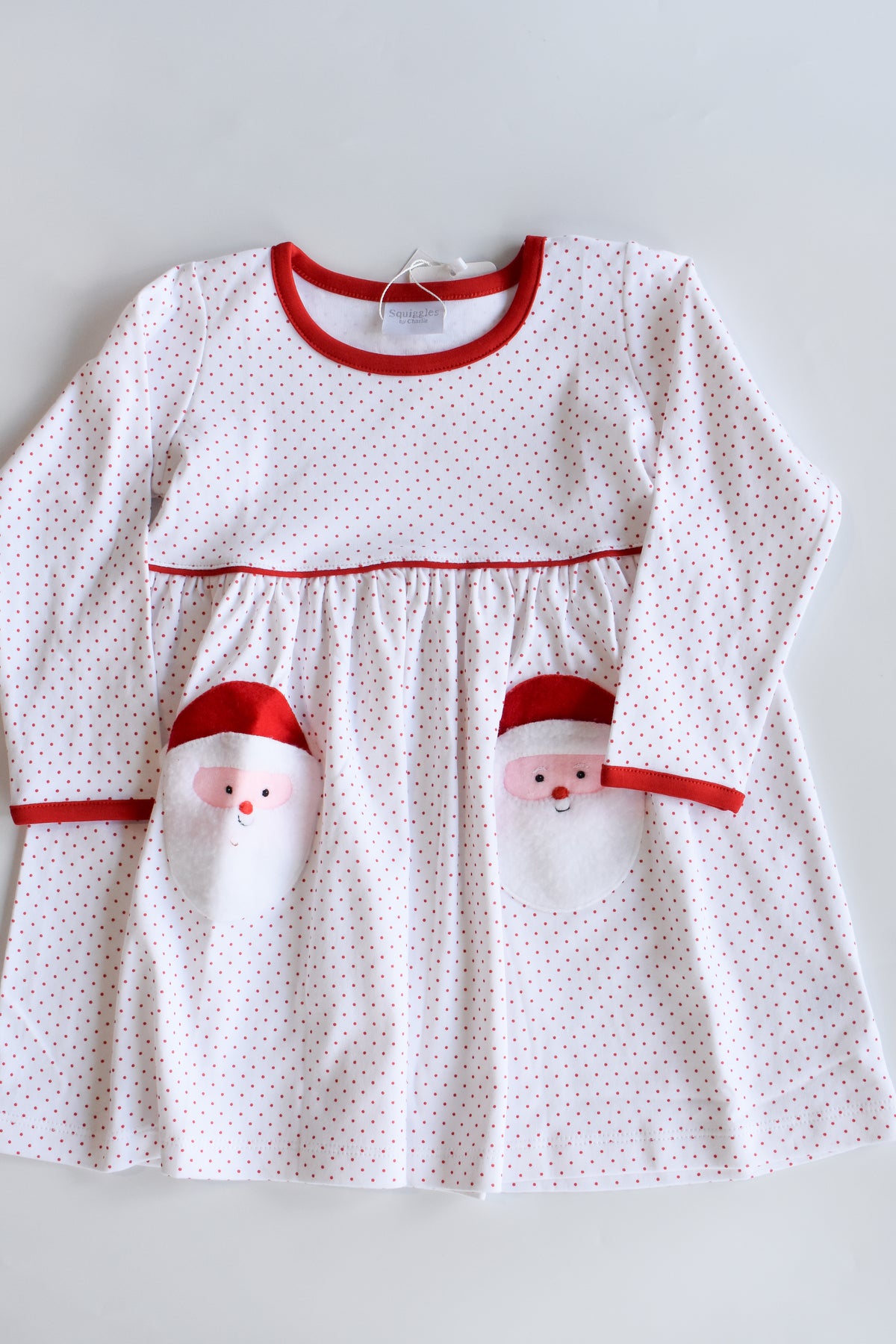 Santa Sherpa Pocket Polka Dot Popover Dress